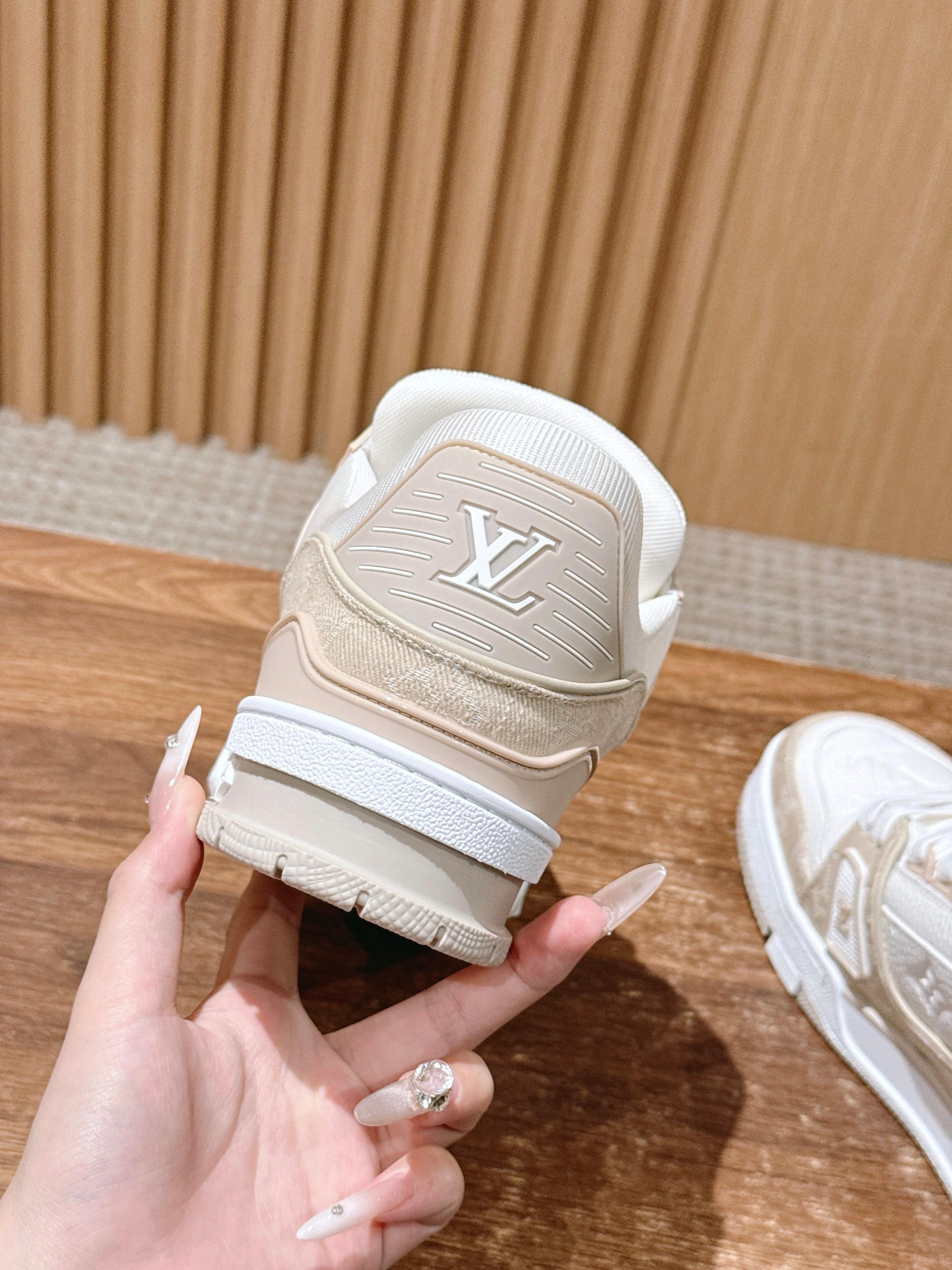Louis Vuitton LV Trainer Sneakers - Beige & White Monogram