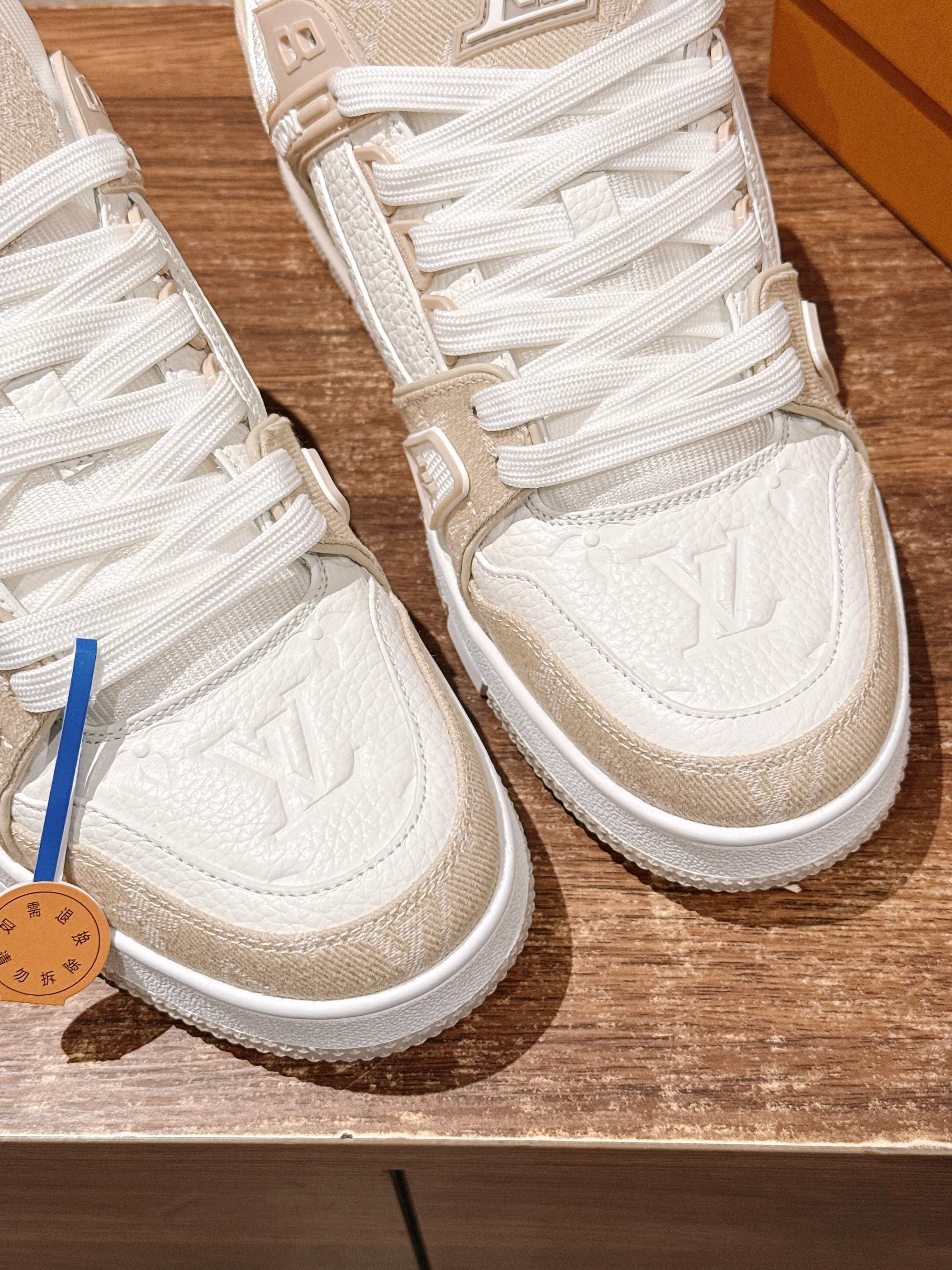 Louis Vuitton LV Trainer Sneakers - Beige & White Monogram