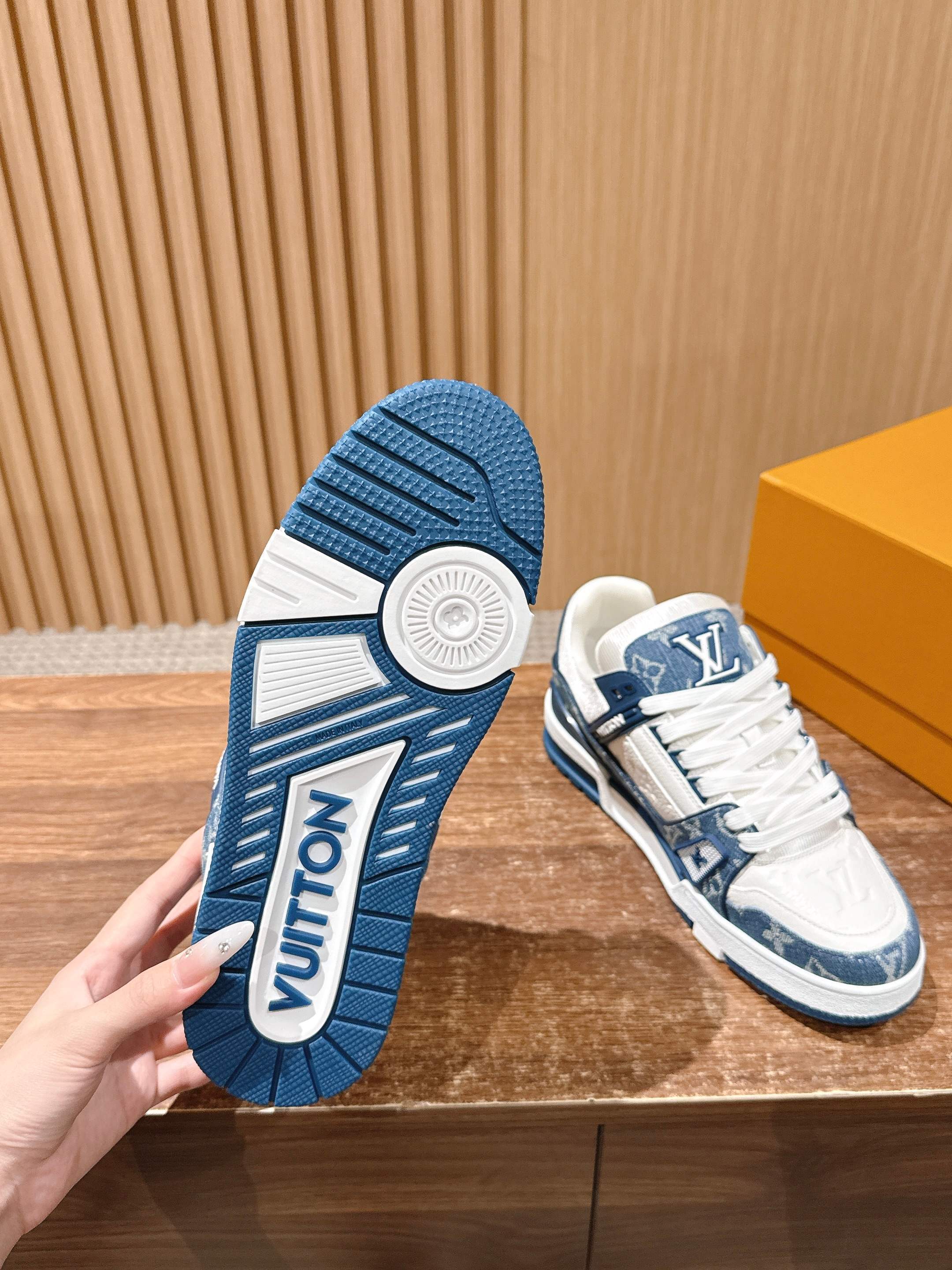 Louis Vuitton LV Trainer Sneaker Monogram Denim Blue White