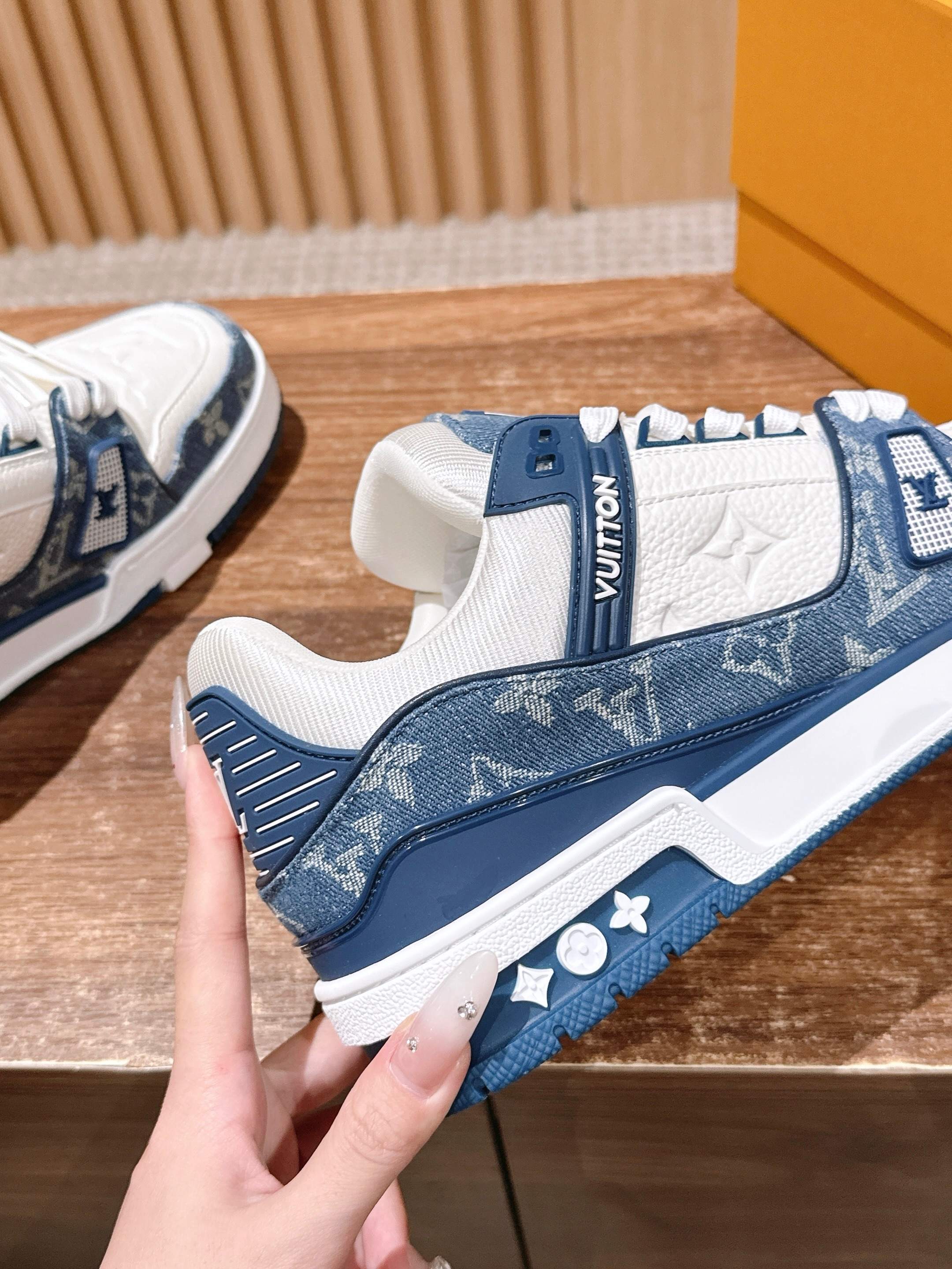 Louis Vuitton LV Trainer Sneaker Monogram Denim Blue White