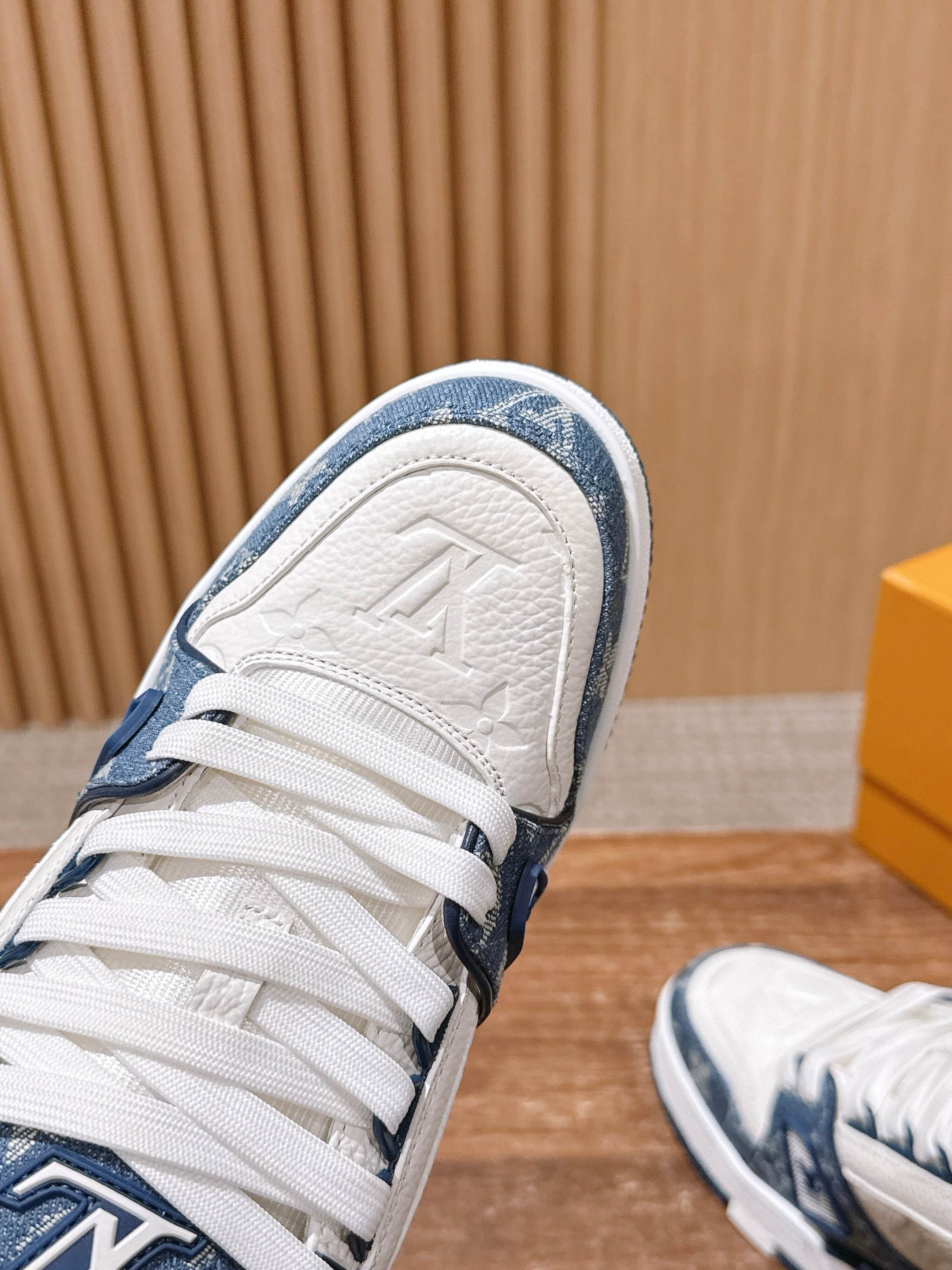 Louis Vuitton LV Trainer Sneaker Monogram Denim Blue White