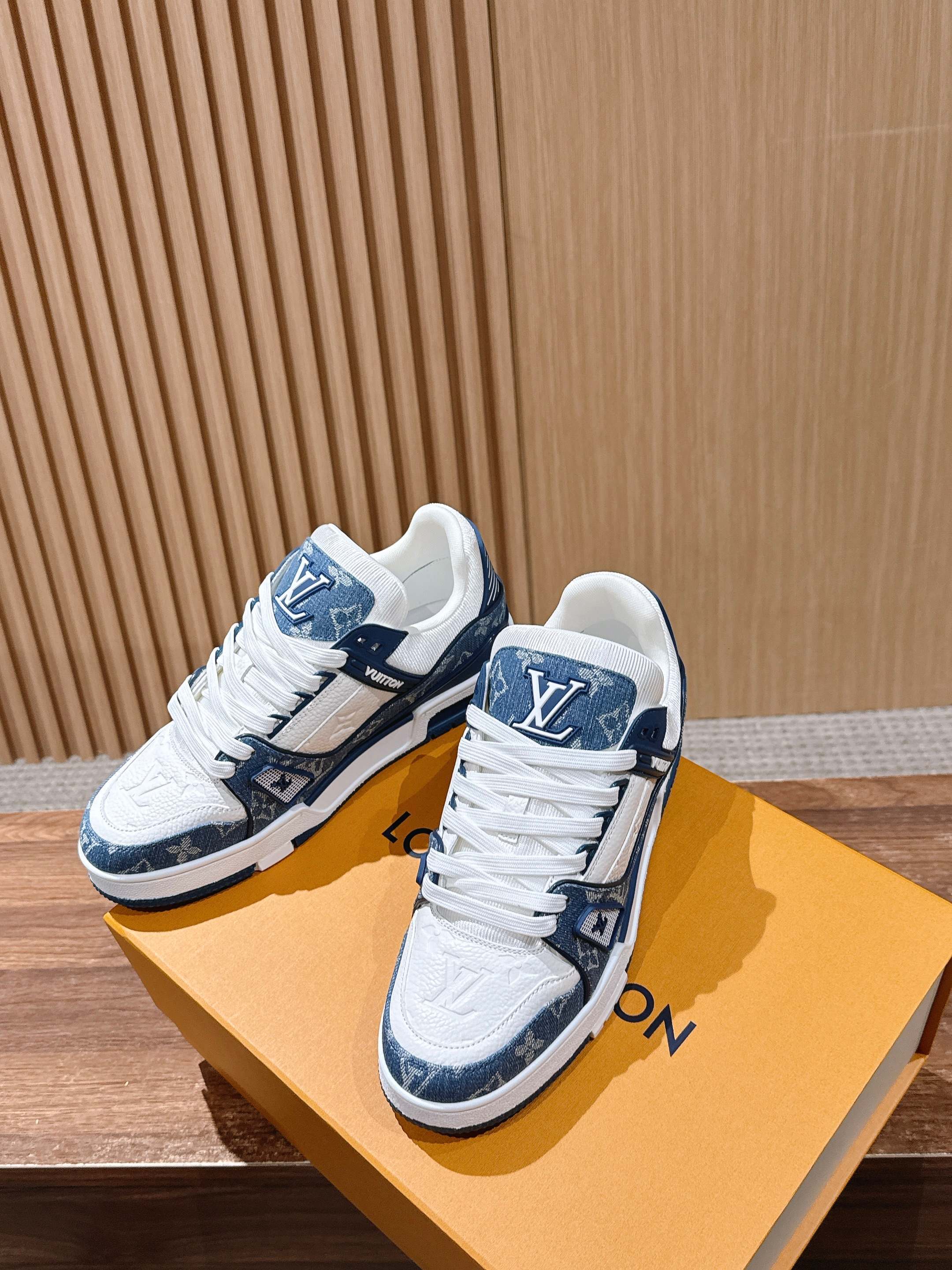 Louis Vuitton LV Trainer Sneaker Monogram Denim Blue White