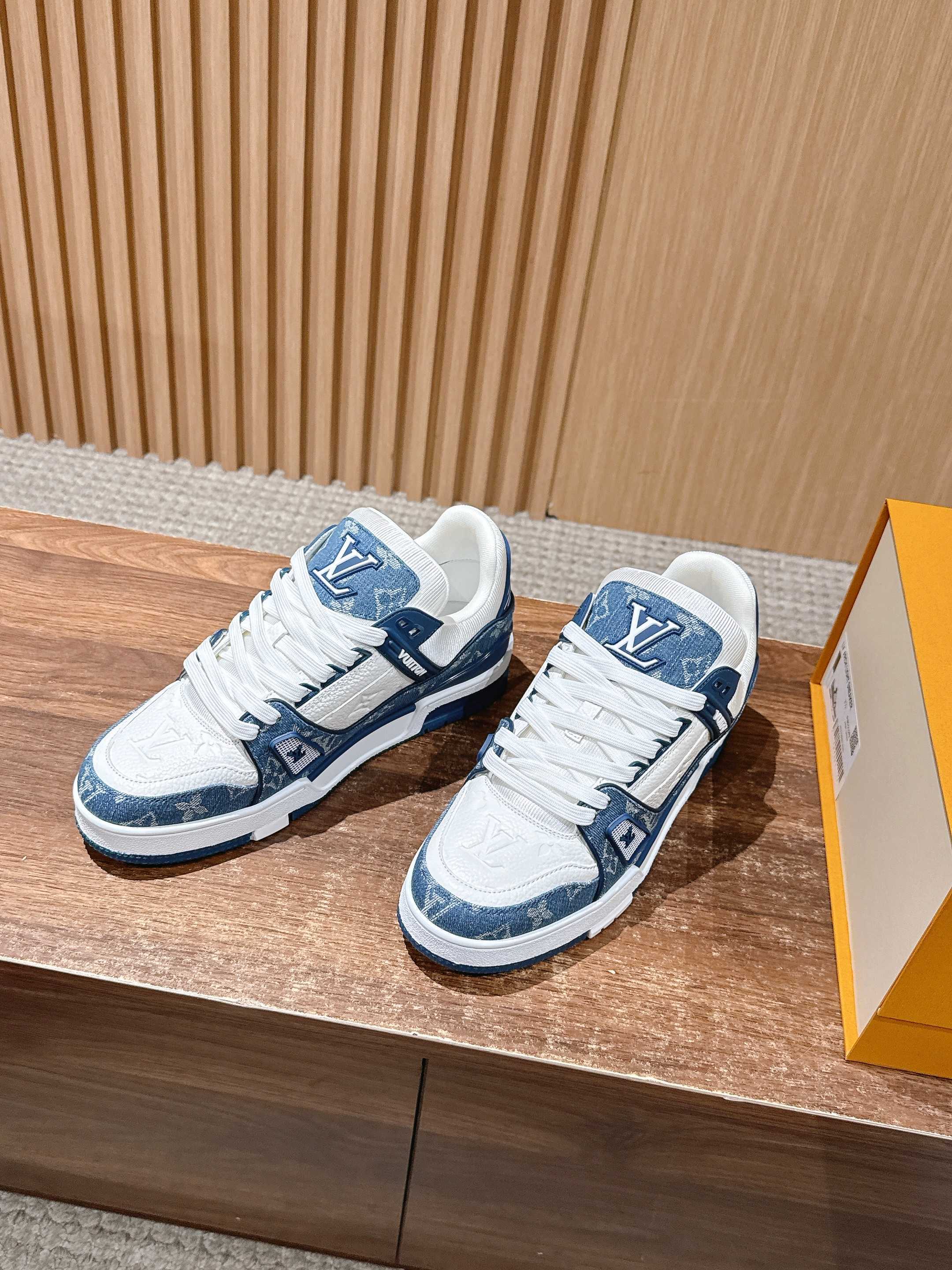 Louis Vuitton LV Trainer Sneaker Monogram Denim Blue White