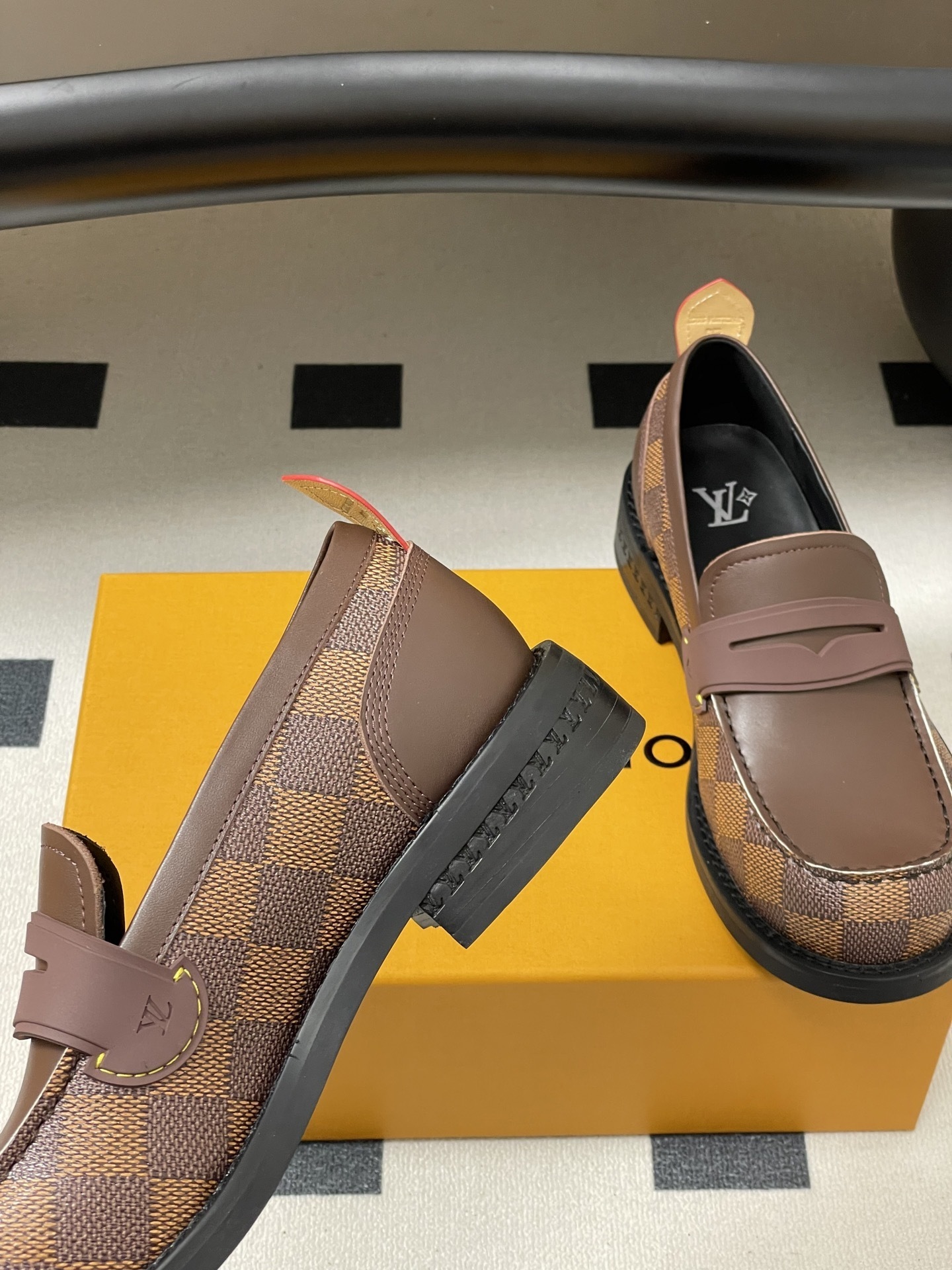 Luxury Men's Damier Ebene Leather Loafers - Premium Brown Shoes