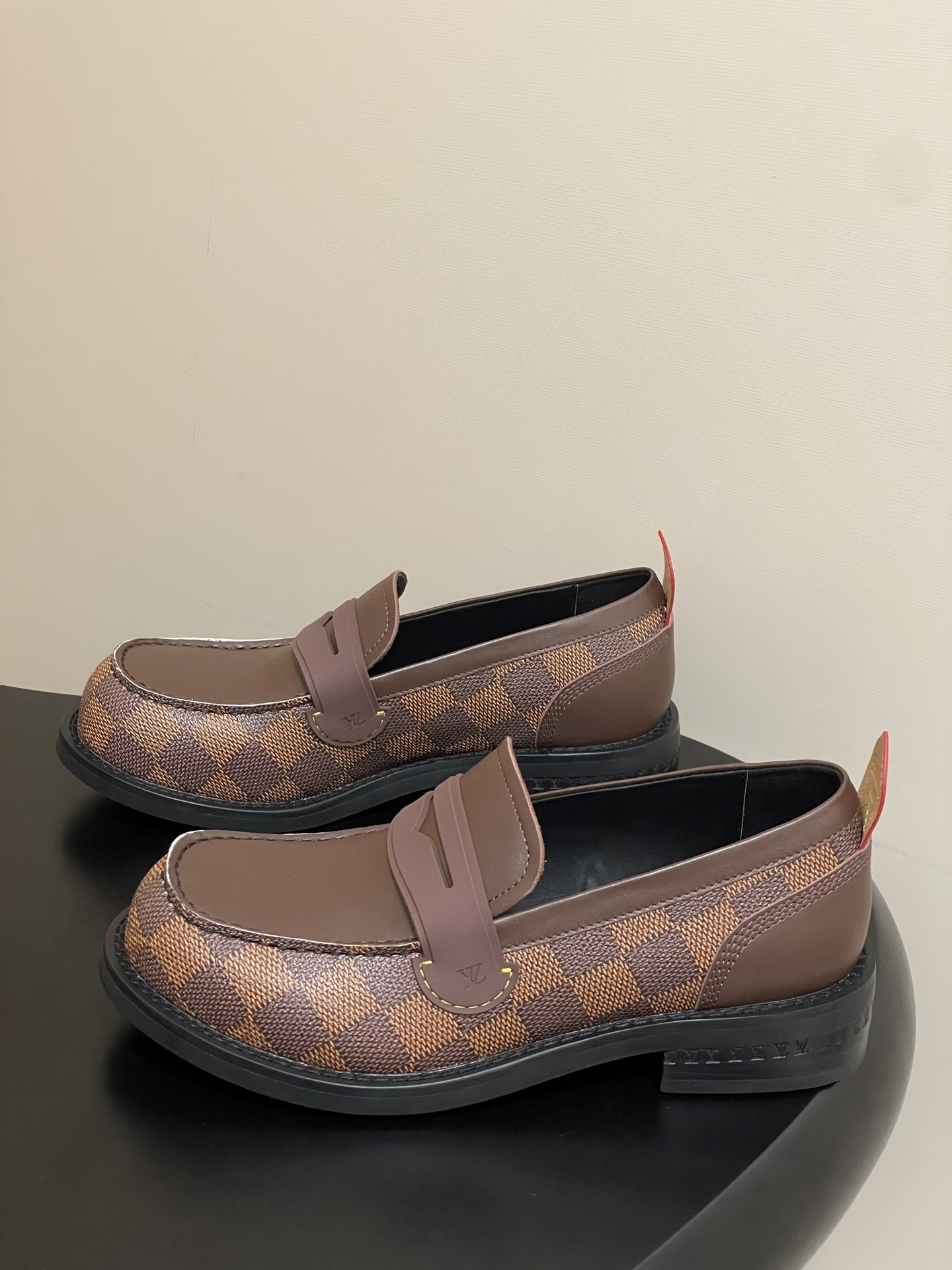 Luxury Men's Damier Ebene Leather Loafers - Premium Brown Shoes