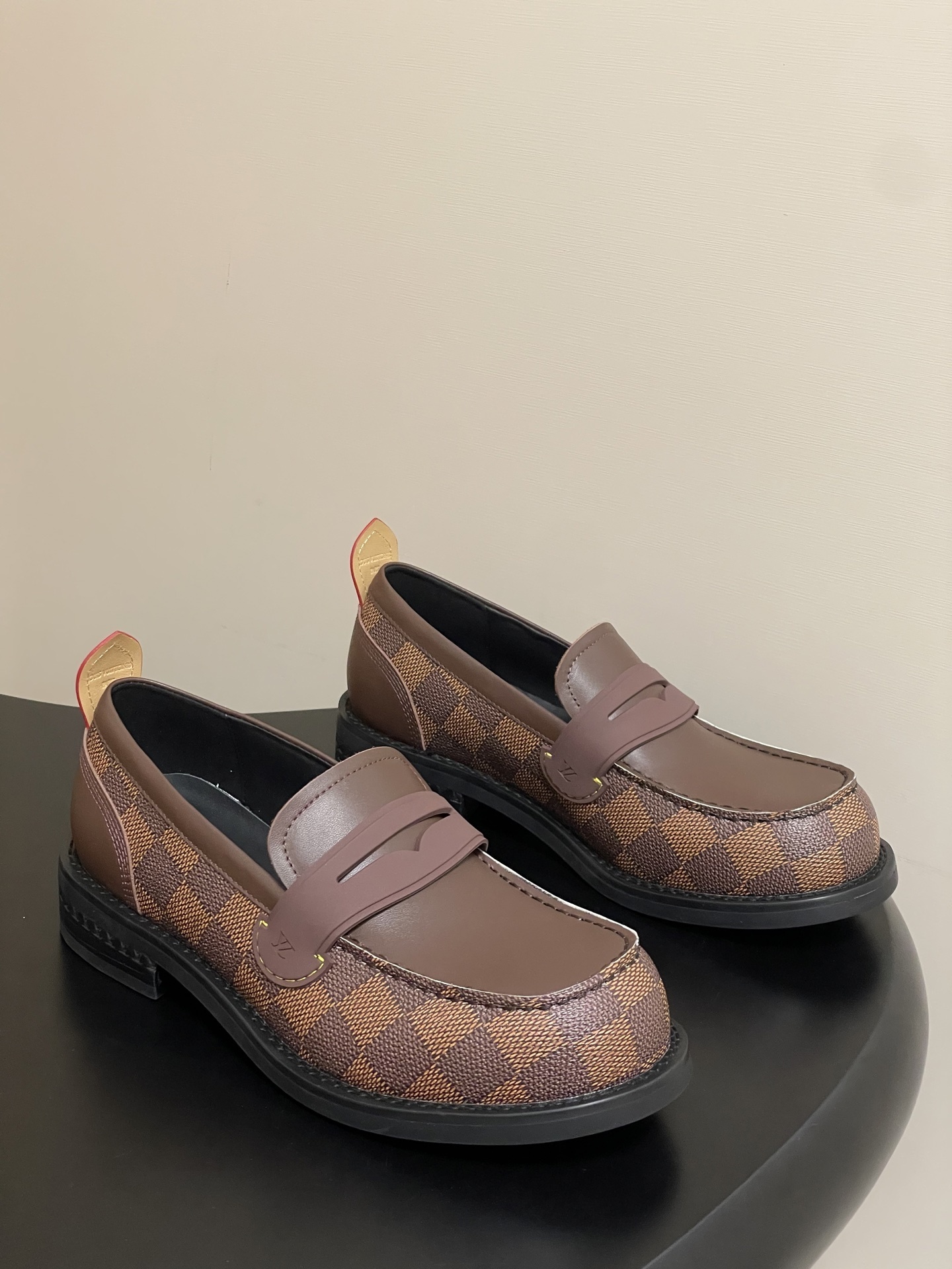 Luxury Men’s Damier Ebene Leather Loafers – Premium Brown Shoes