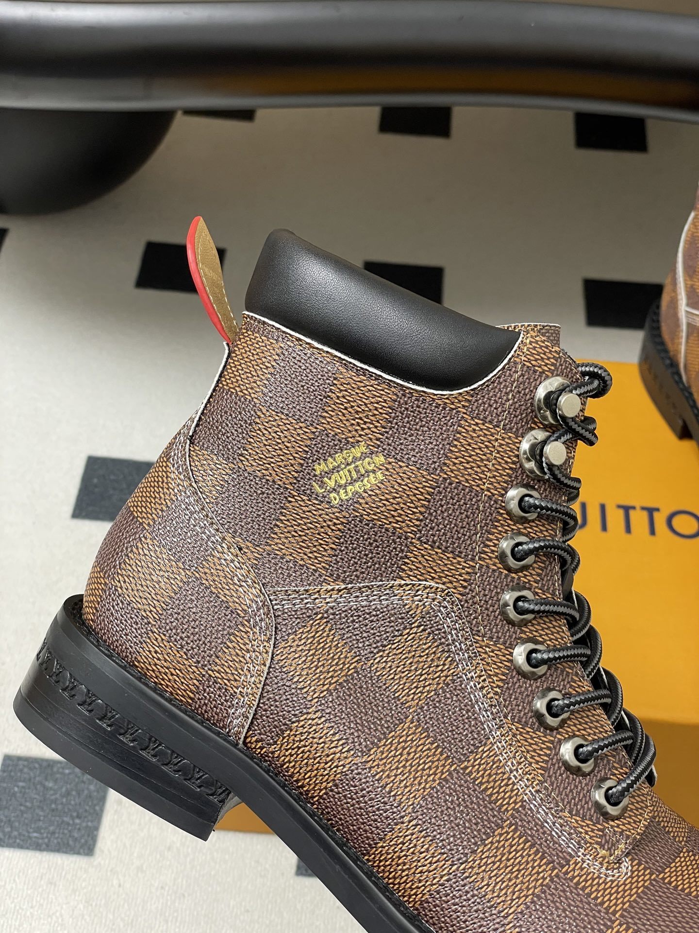 Louis Vuitton Damier Ebene Territory Flat Ranger Boots