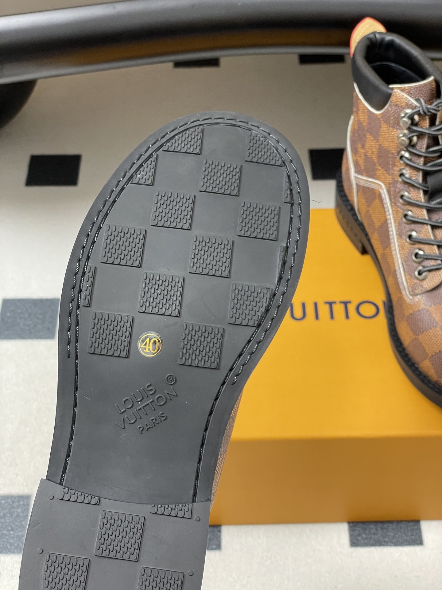Louis Vuitton Damier Ebene Territory Flat Ranger Boots