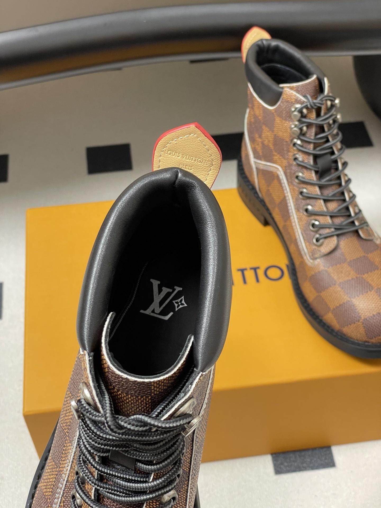 Louis Vuitton Damier Ebene Territory Flat Ranger Boots