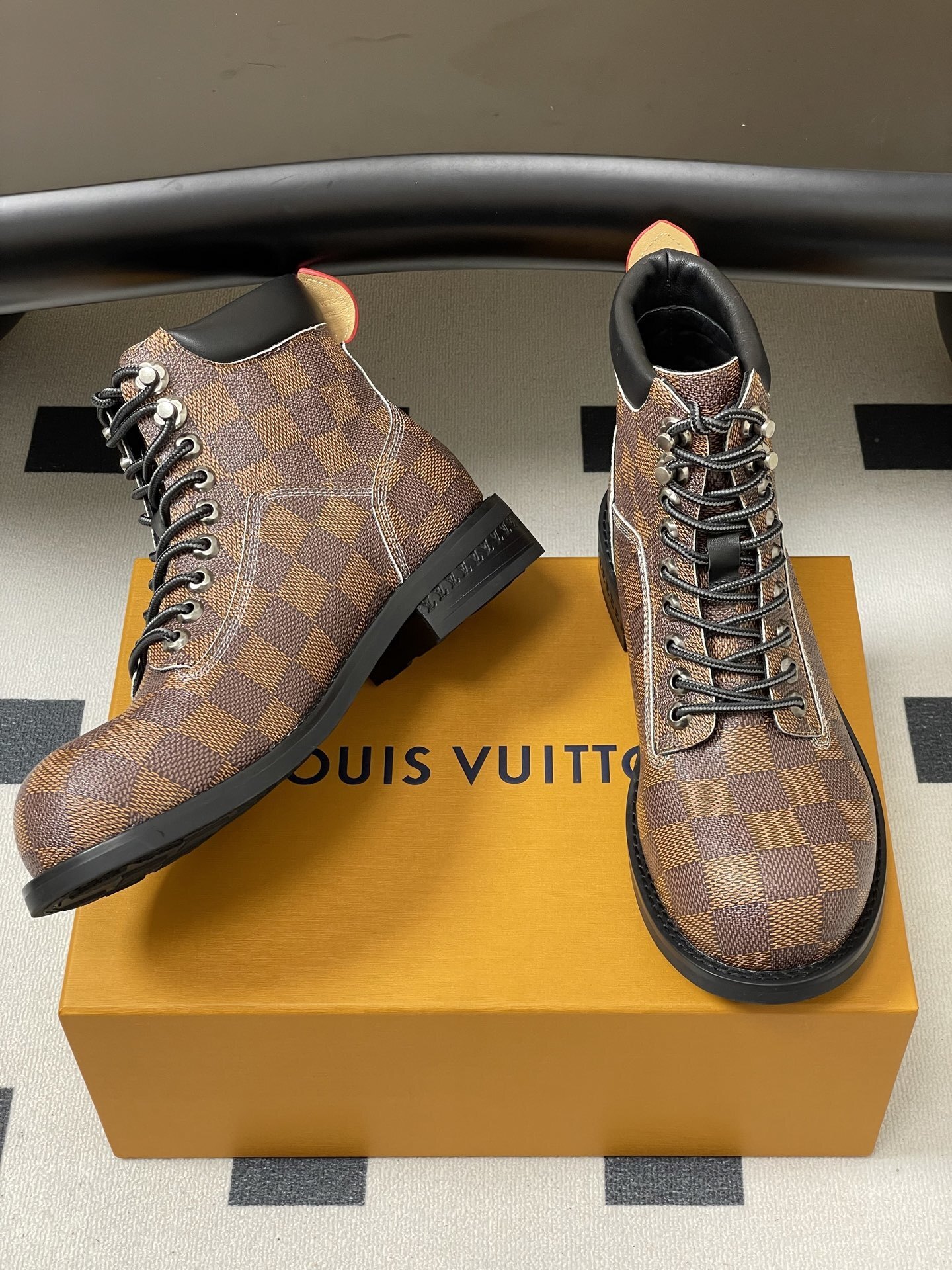 Louis Vuitton Damier Ebene Territory Flat Ranger Boots