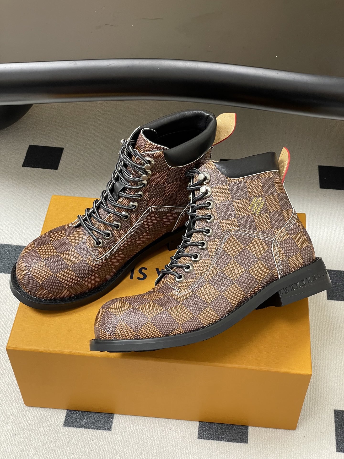 Louis Vuitton Damier Ebene Territory Flat Ranger Boots