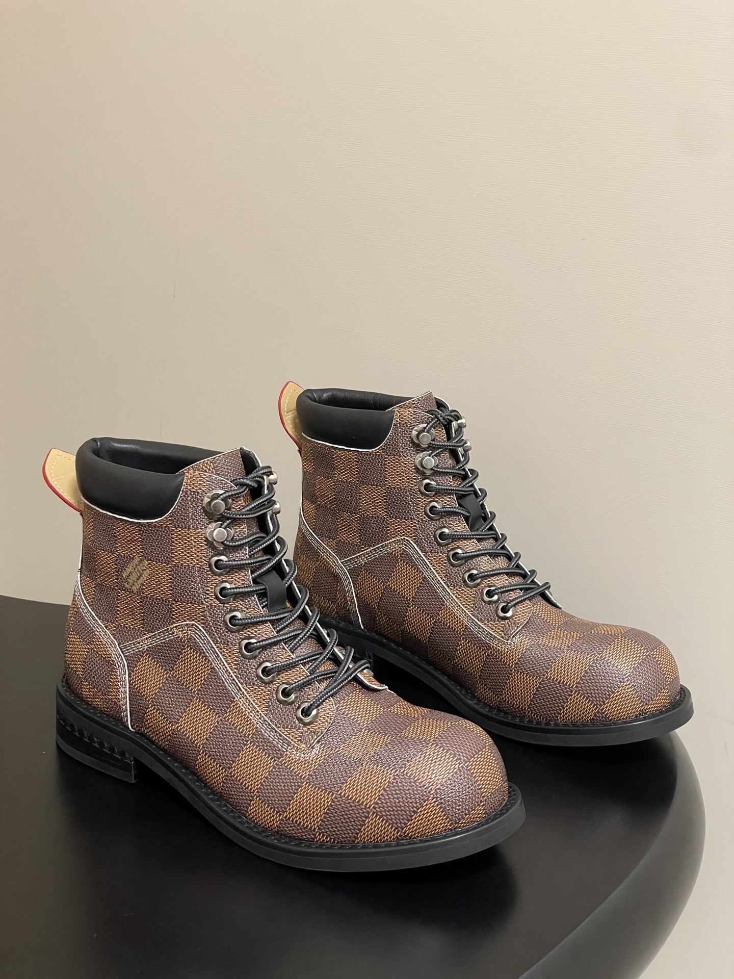 Louis Vuitton Damier Ebene Territory Flat Ranger Boots