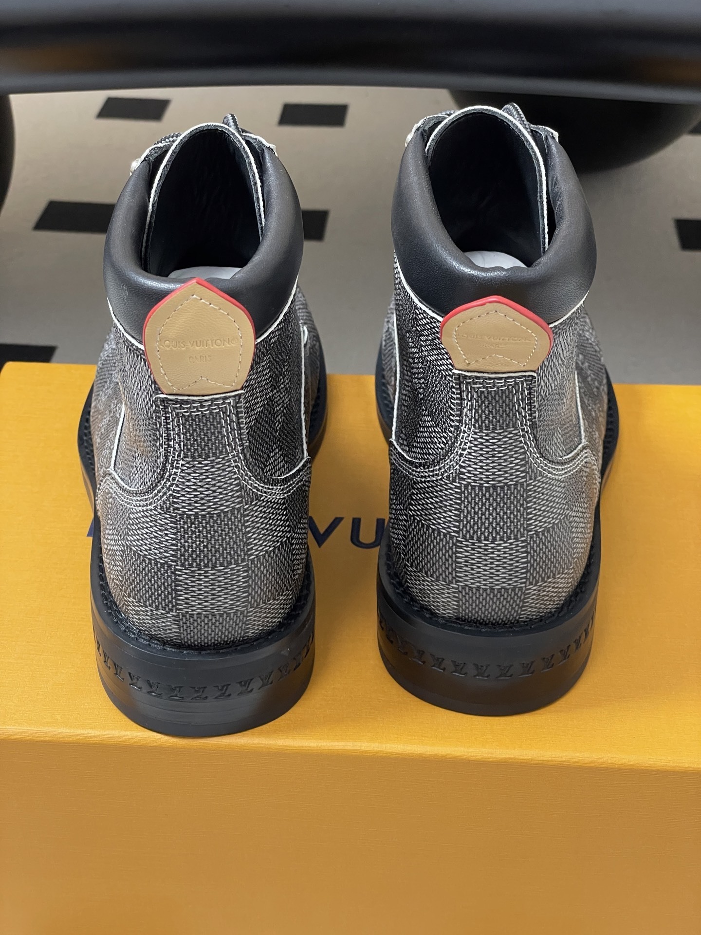 Louis Vuitton Men's Damier Graphite Canvas Lace-Up Ankle Boots