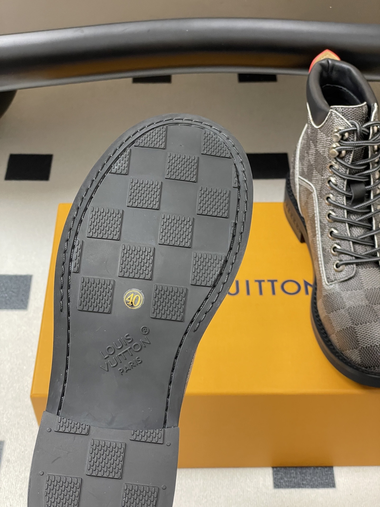 Louis Vuitton Men's Damier Graphite Canvas Lace-Up Ankle Boots