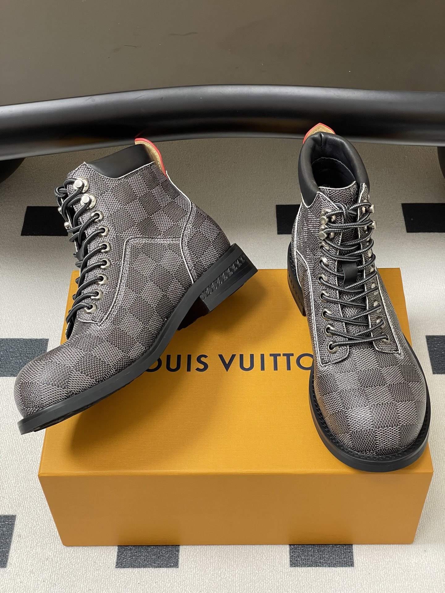 Louis Vuitton Men's Damier Graphite Canvas Lace-Up Ankle Boots