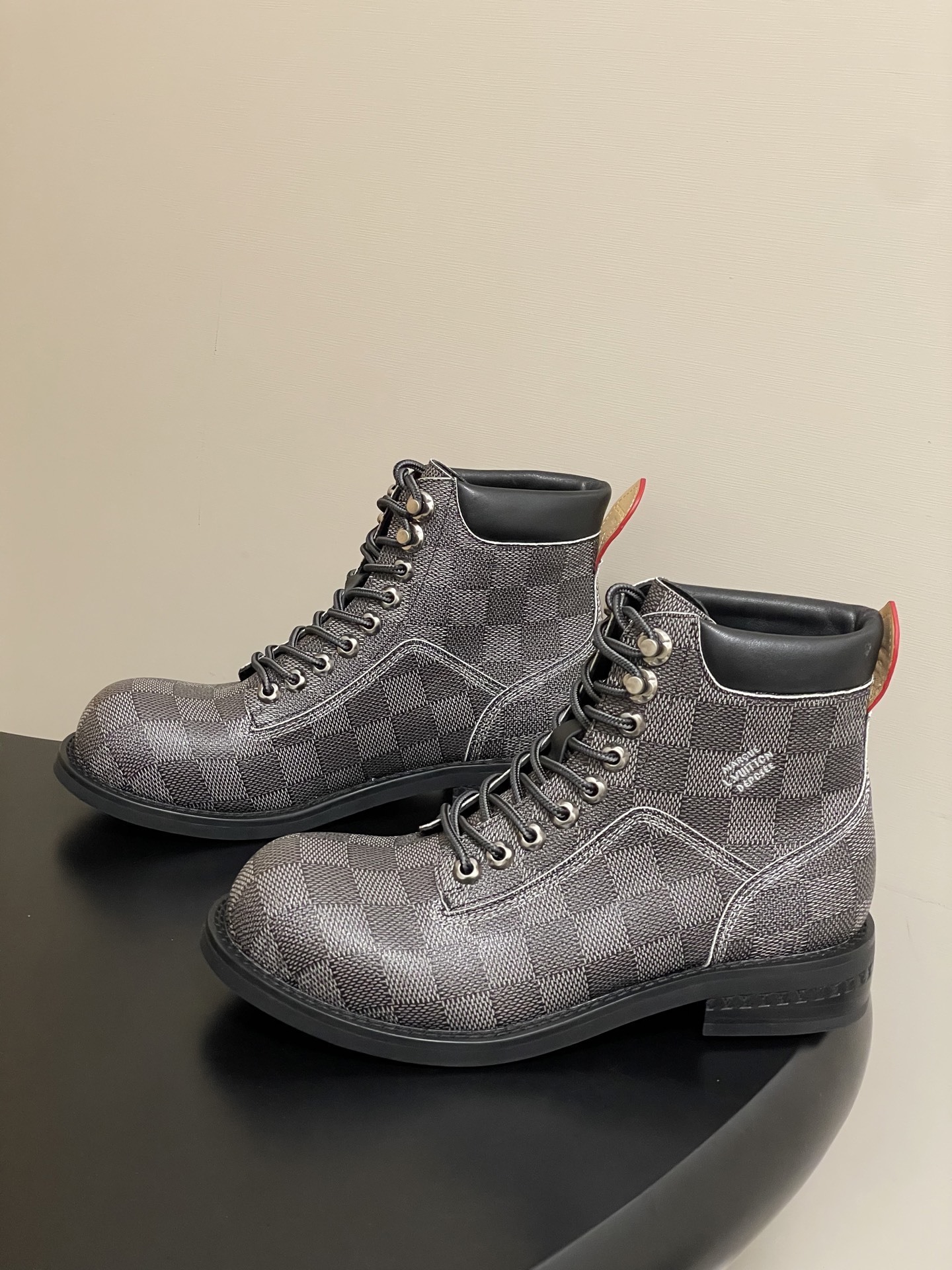 Louis Vuitton Men's Damier Graphite Canvas Lace-Up Ankle Boots