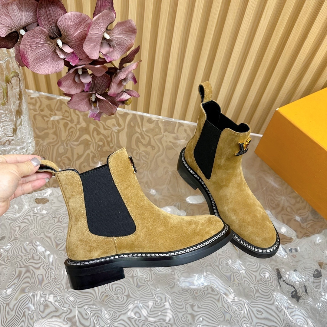 Louis Vuitton Suede Chelsea Boots - Luxury Tan Designer Ankle Boots