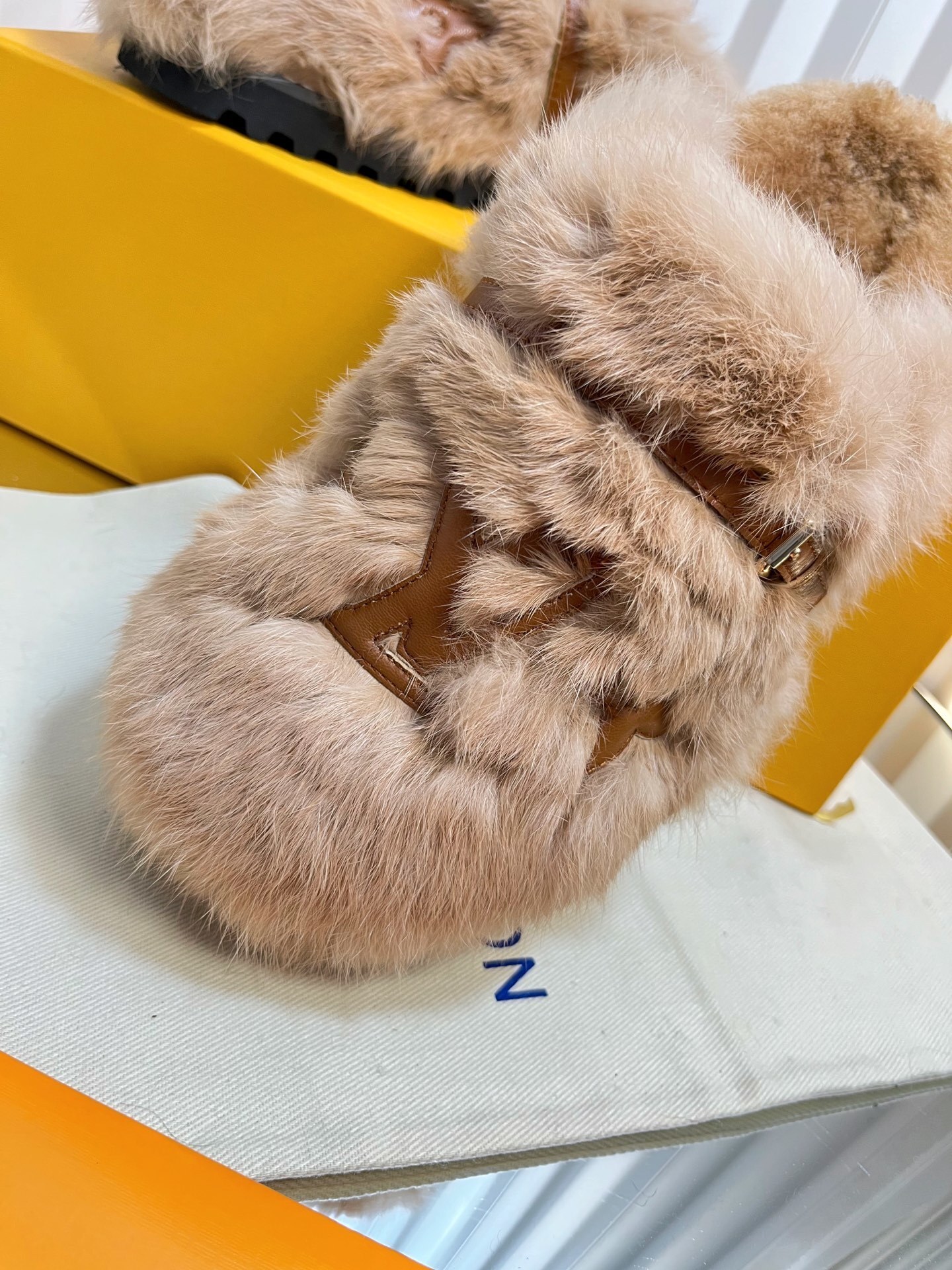 Louis Vuitton LV Shearling Pillow Comfort Flat Mules - Beige