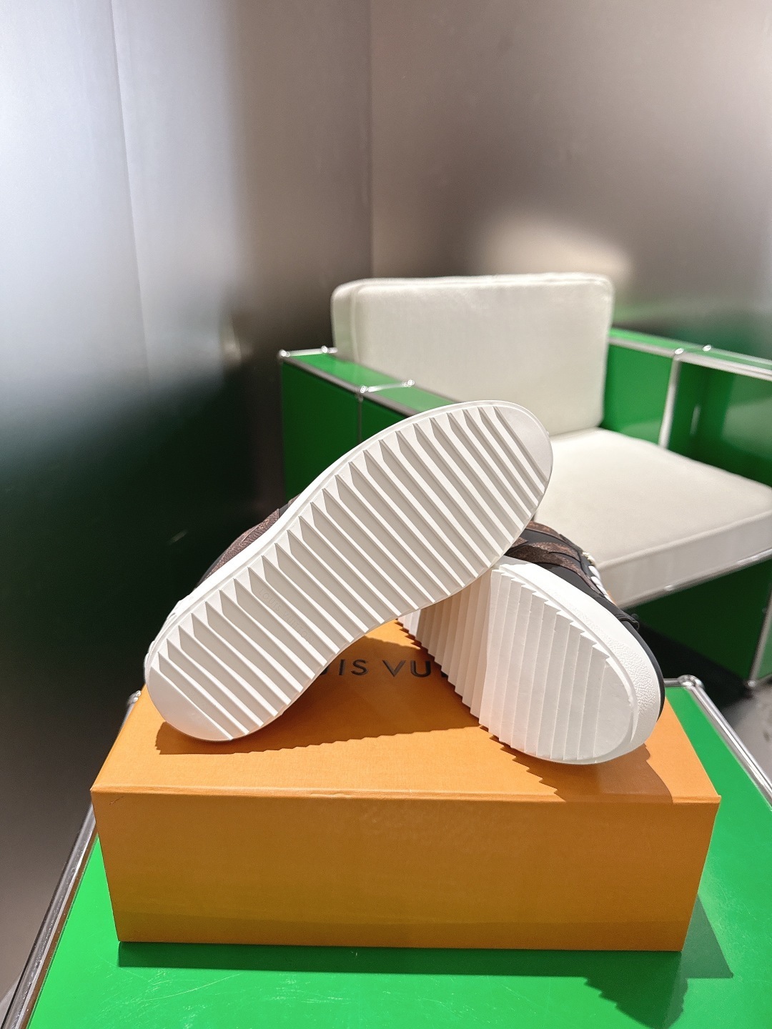 Louis Vuitton Monogram Canvas & Black Calf Leather Sneakers