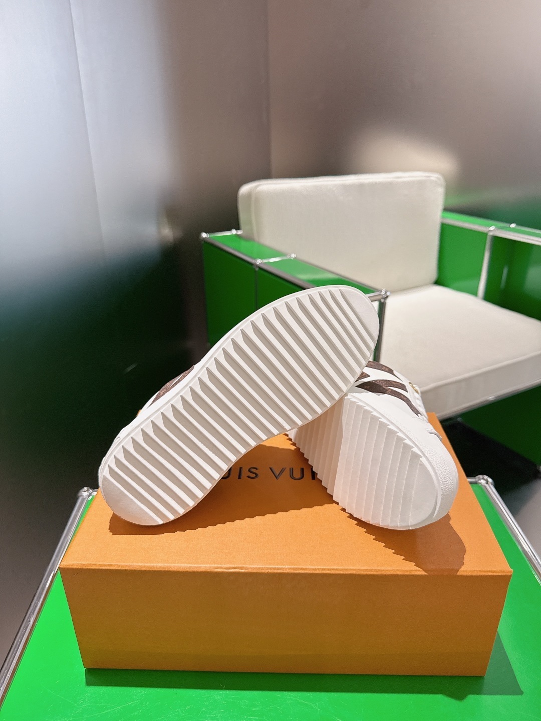 Louis Vuitton White Leather Monogram Sneakers - Luxury Women's Shoes