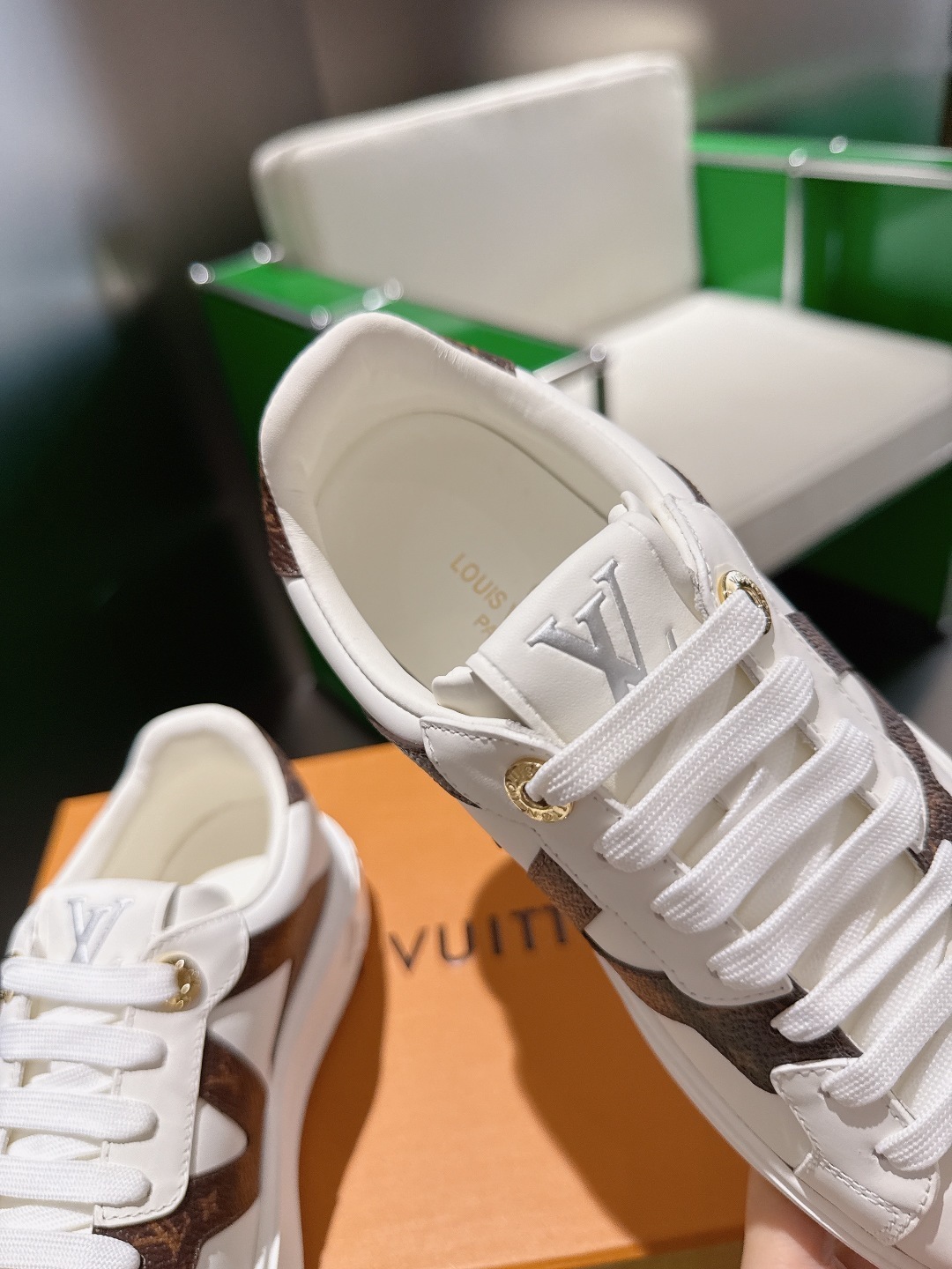 Louis Vuitton White Leather Monogram Sneakers - Luxury Women's Shoes