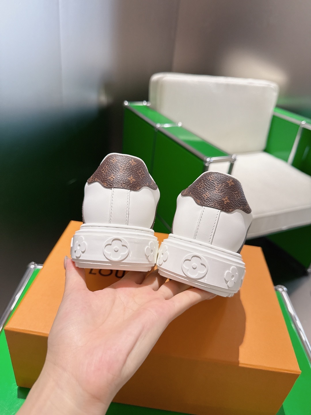 Louis Vuitton White Leather Monogram Sneakers - Luxury Women's Shoes