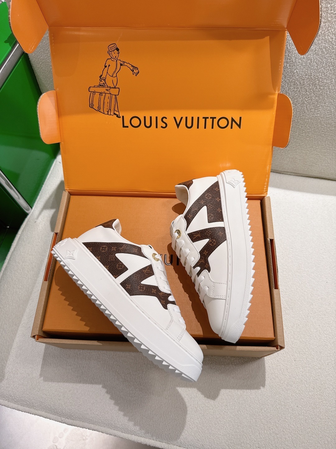 Louis Vuitton White Leather Monogram Sneakers - Luxury Women's Shoes