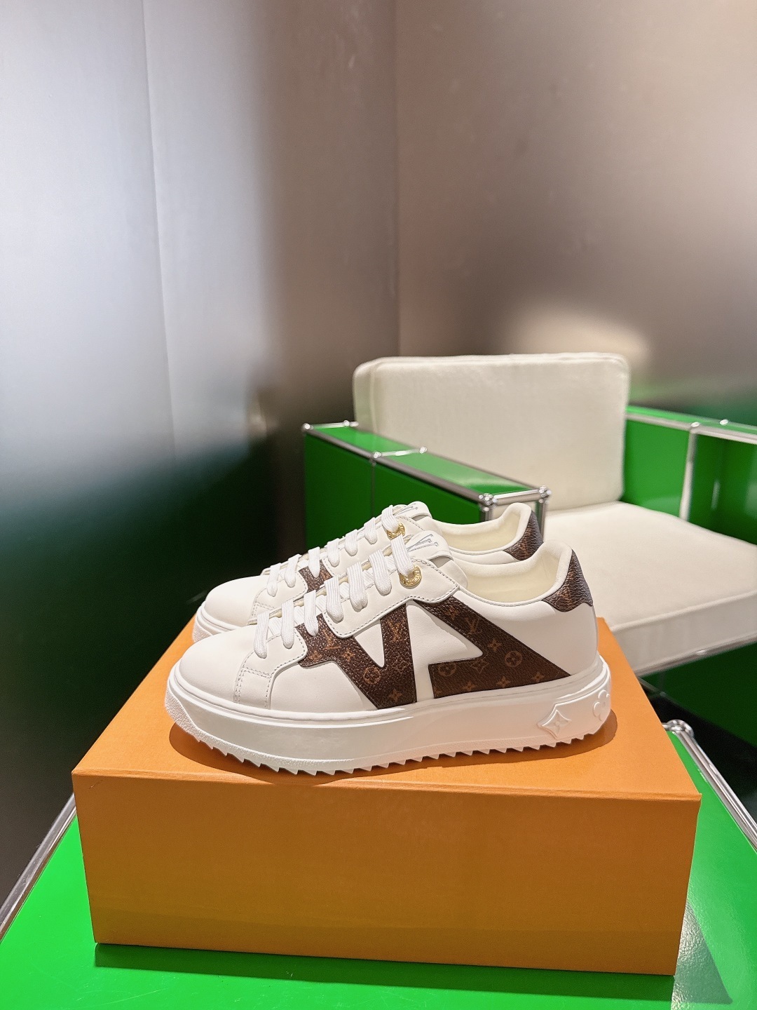 Louis Vuitton White Leather Monogram Sneakers - Luxury Women's Shoes