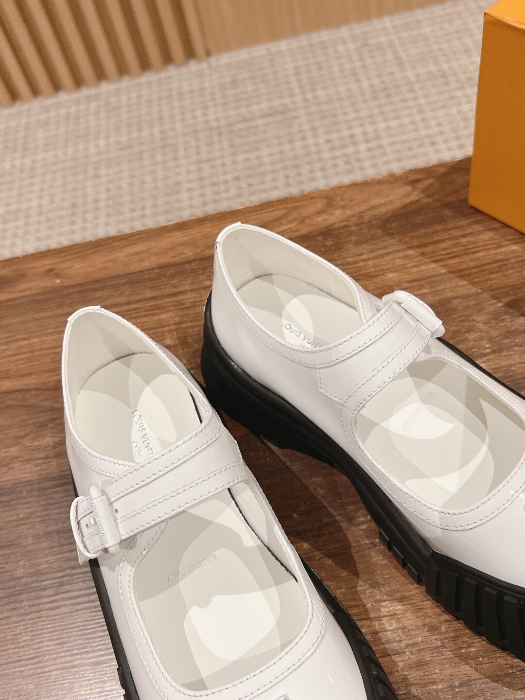 Louis Vuitton Women's White Leather Mary Jane Platform Shoes