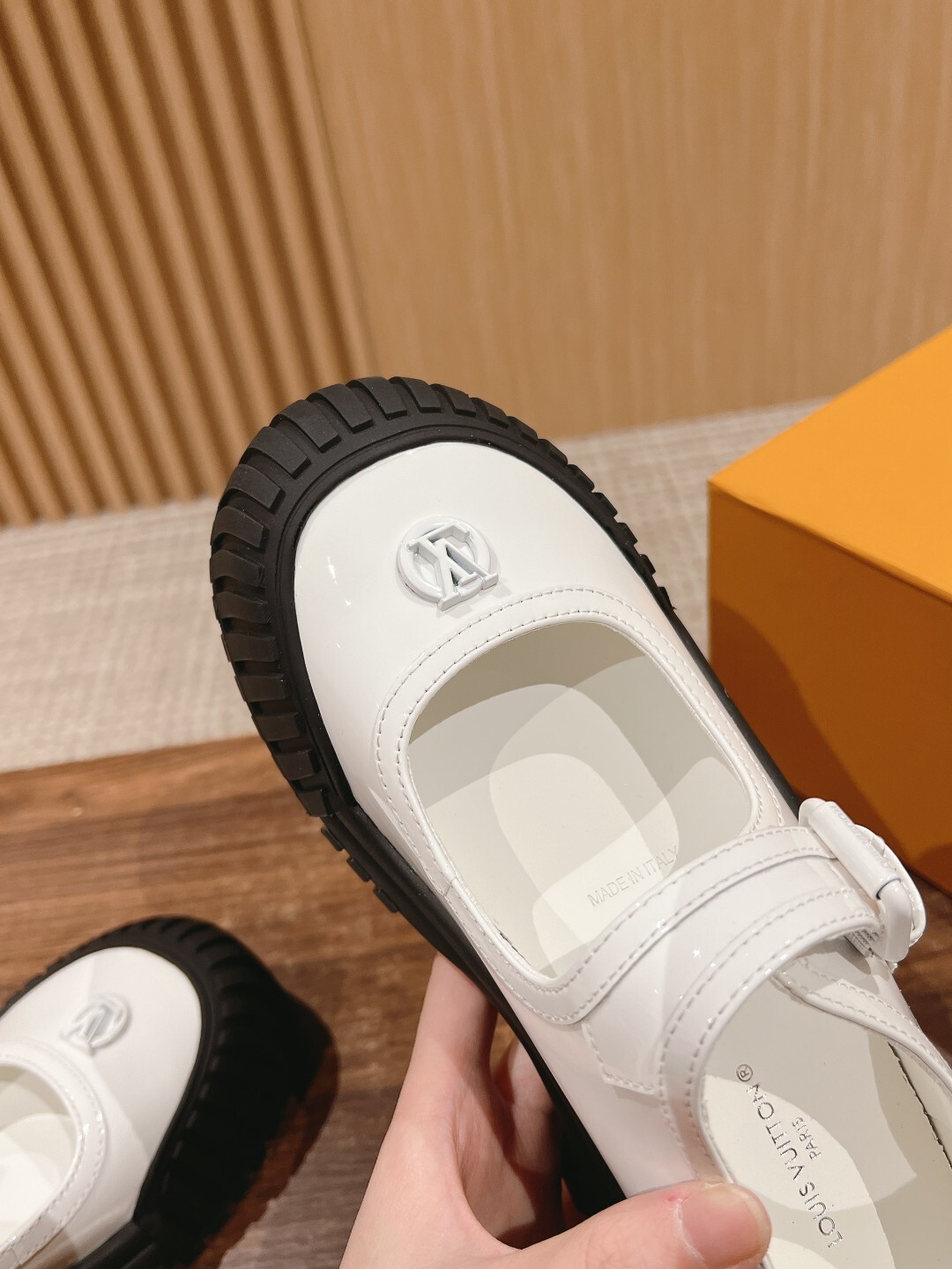 Louis Vuitton Women's White Leather Mary Jane Platform Shoes