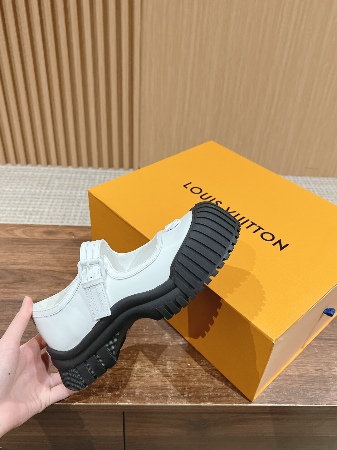 Louis Vuitton Women's White Leather Mary Jane Platform Shoes