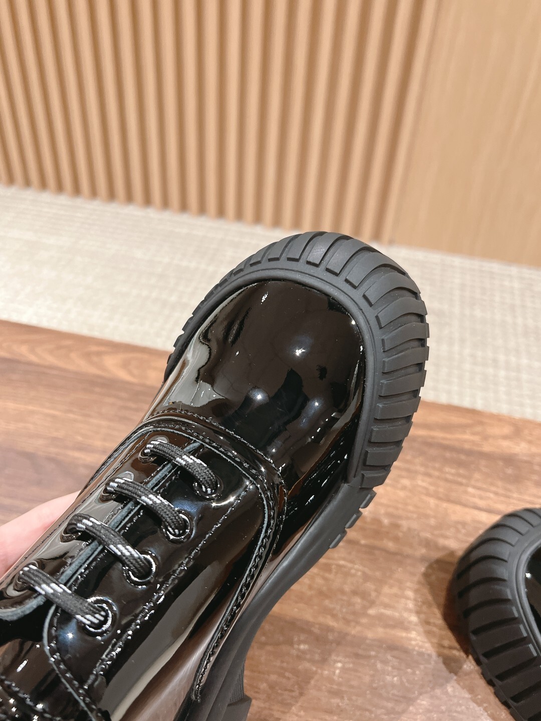 Premium Black Patent Leather Chunky Sole Platform Derby Shoes