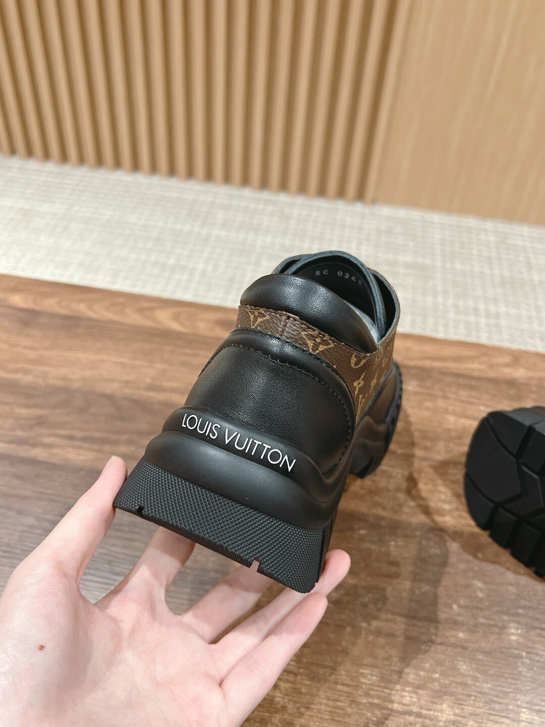 Louis Vuitton Monogram Trim Chunky Platform Leather Derby Shoes