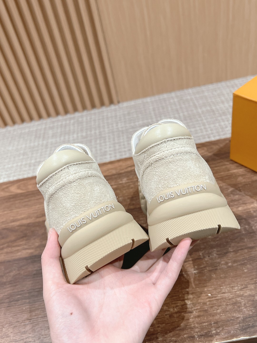 Luxury Women's Beige Platform Canvas Sneakers - Ribbed Sole Shoes
