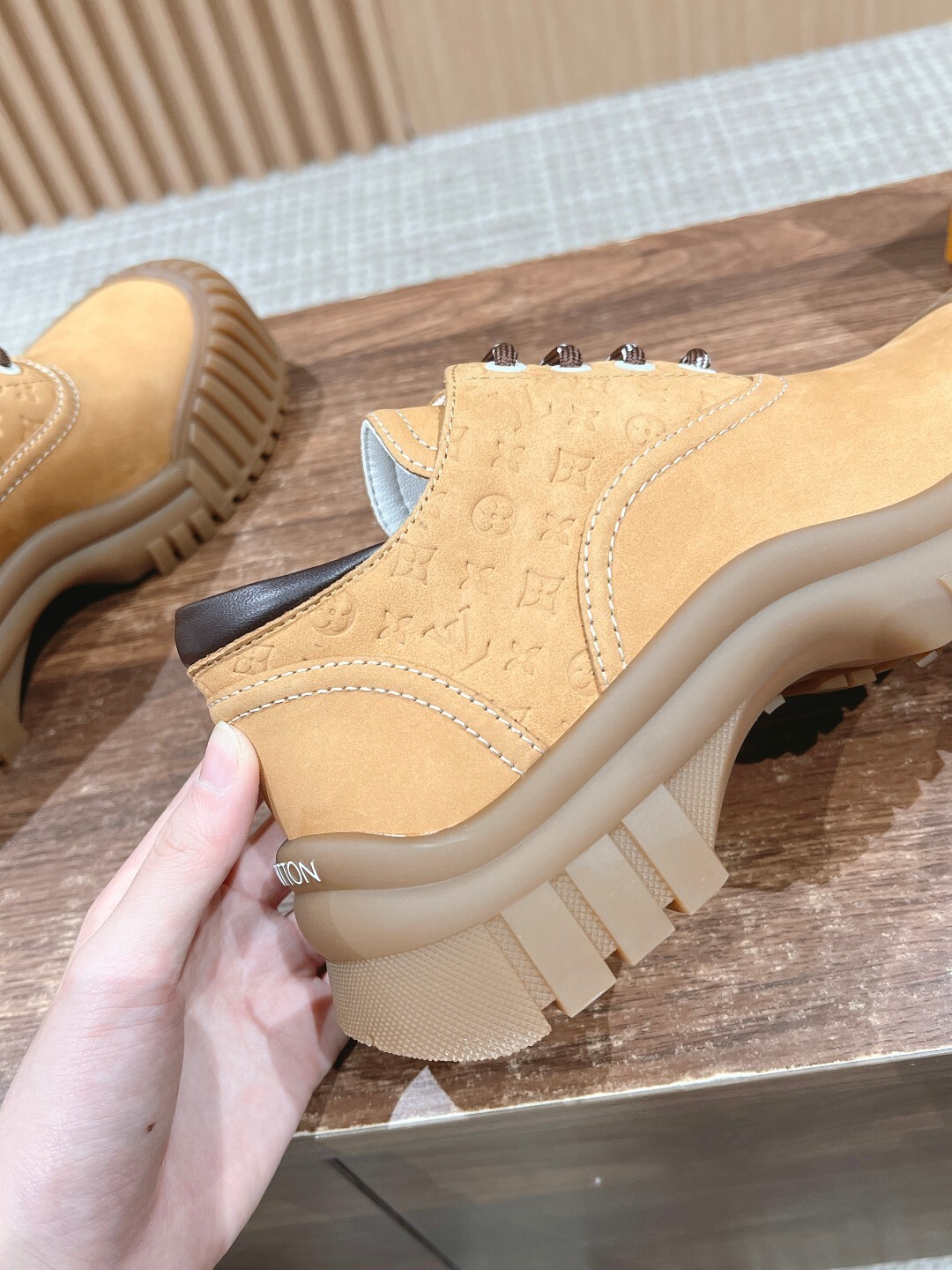 Louis Vuitton LV Checker Flat Sneaker - Luxury Tan Leather