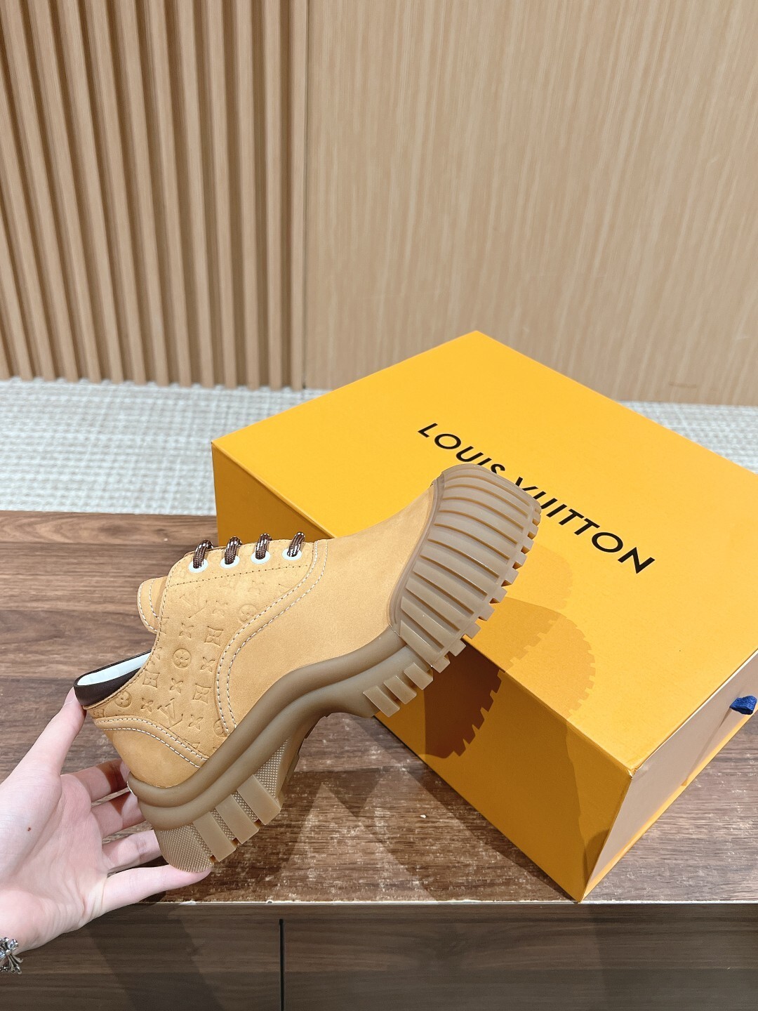 Louis Vuitton LV Checker Flat Sneaker - Luxury Tan Leather