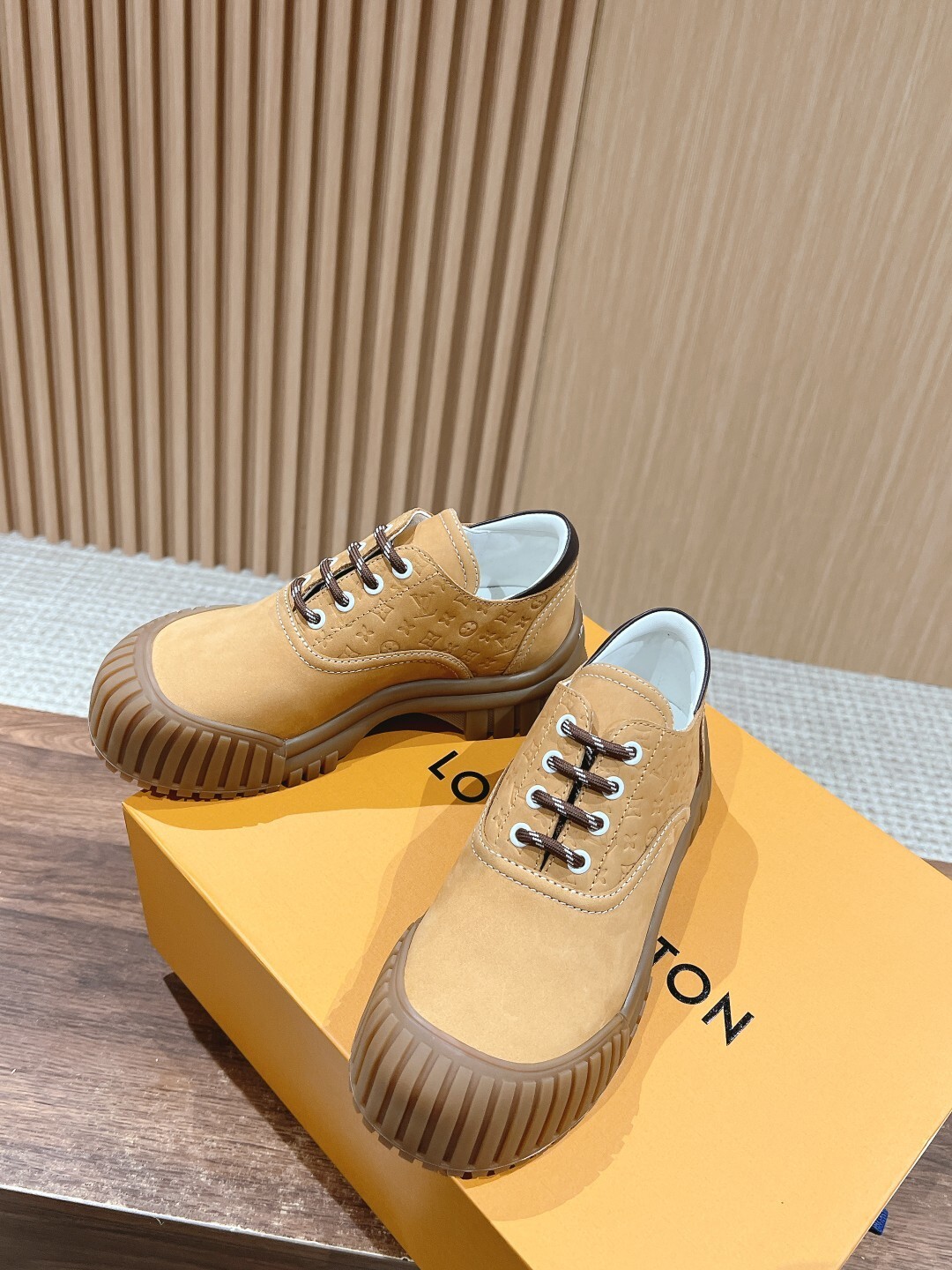 Louis Vuitton LV Checker Flat Sneaker - Luxury Tan Leather