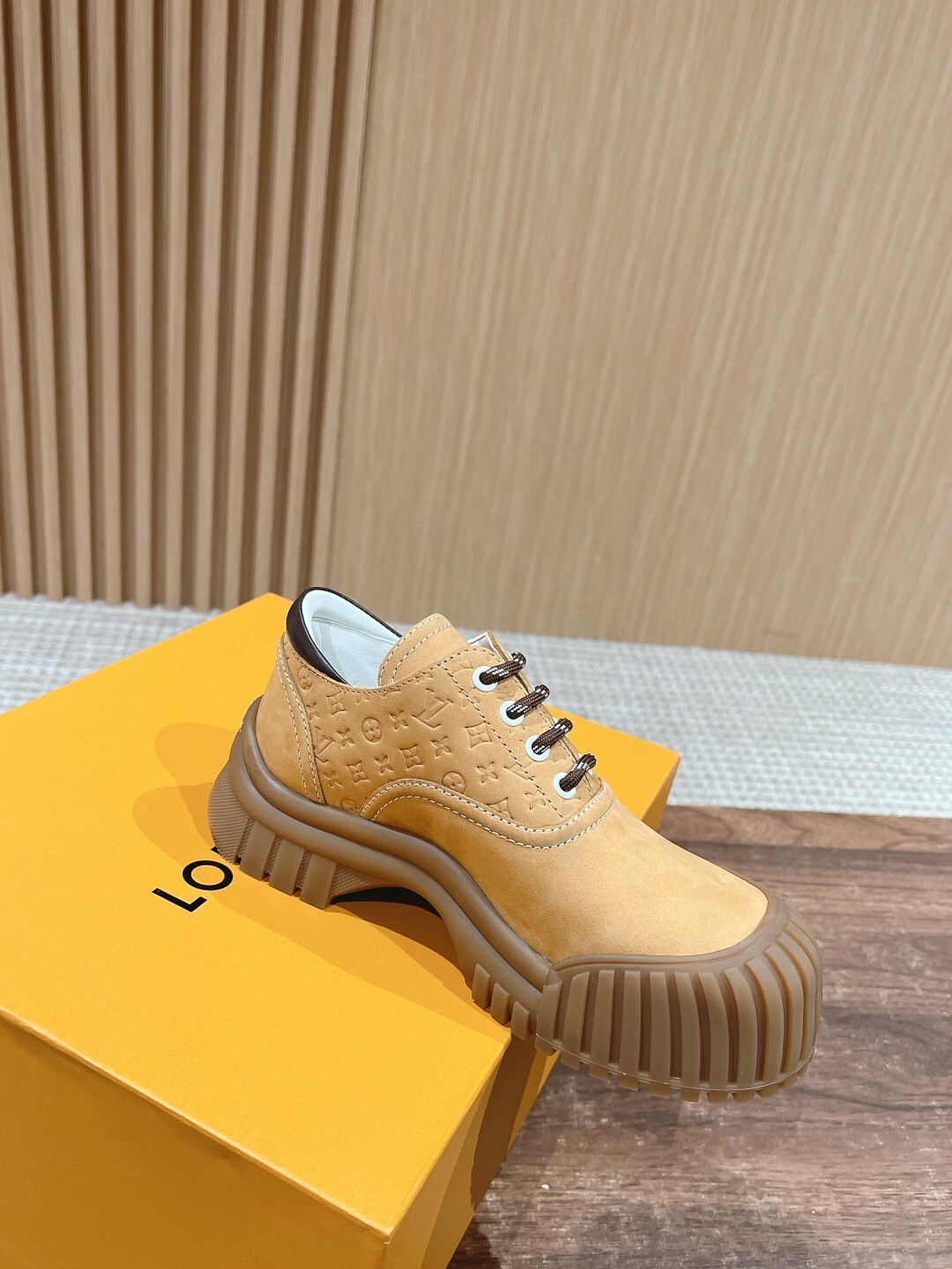 Louis Vuitton LV Checker Flat Sneaker - Luxury Tan Leather