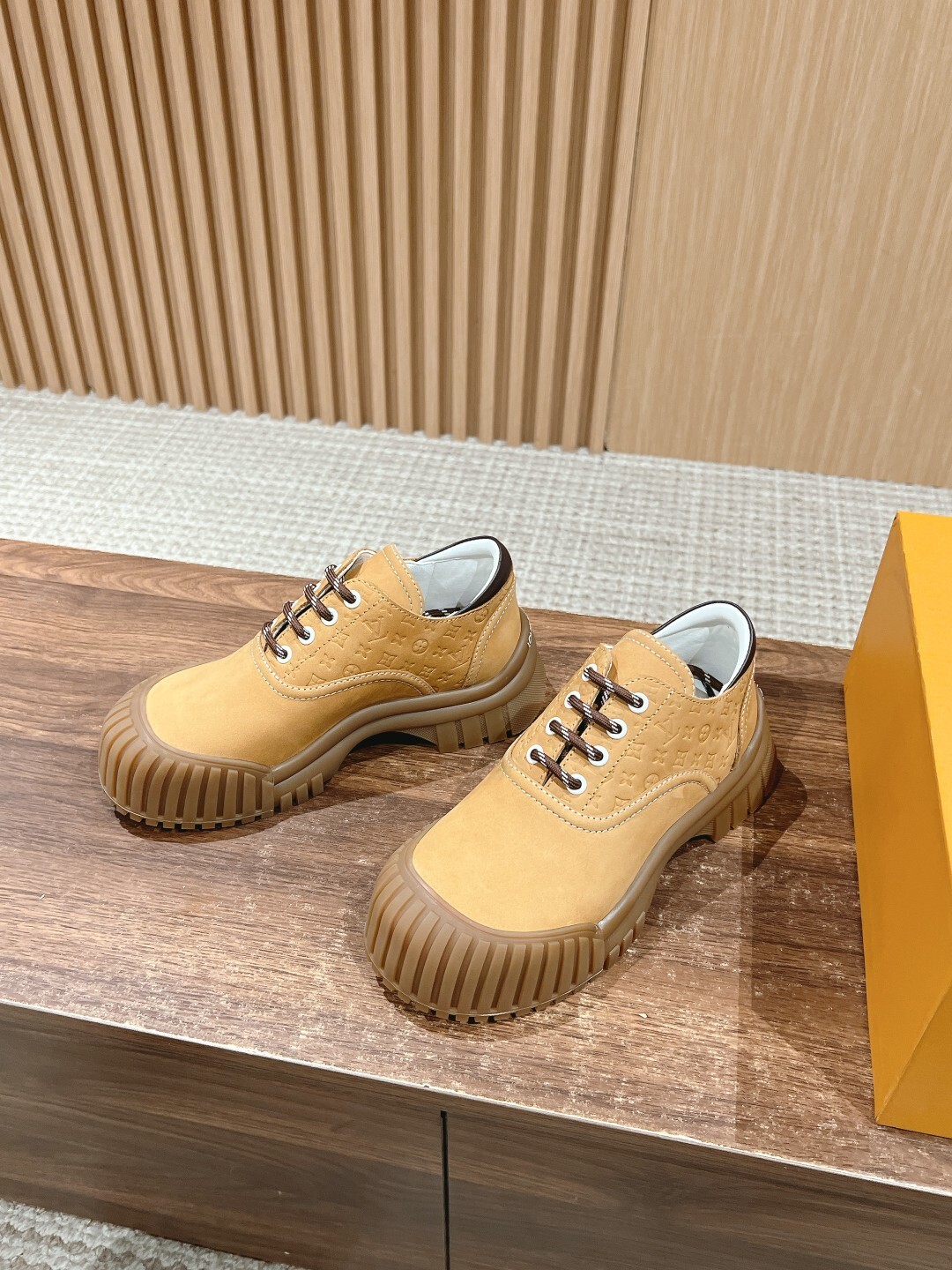 Louis Vuitton LV Checker Flat Sneaker - Luxury Tan Leather