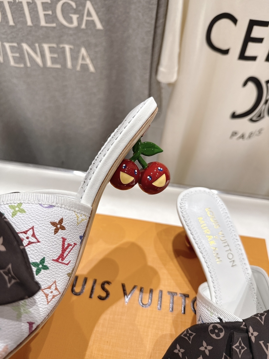 Louis Vuitton x Murakami Monogram Bow Sandals with Cherry Print