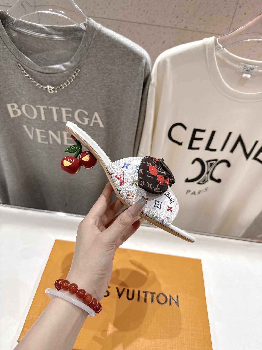 Louis Vuitton x Murakami Monogram Bow Sandals with Cherry Print