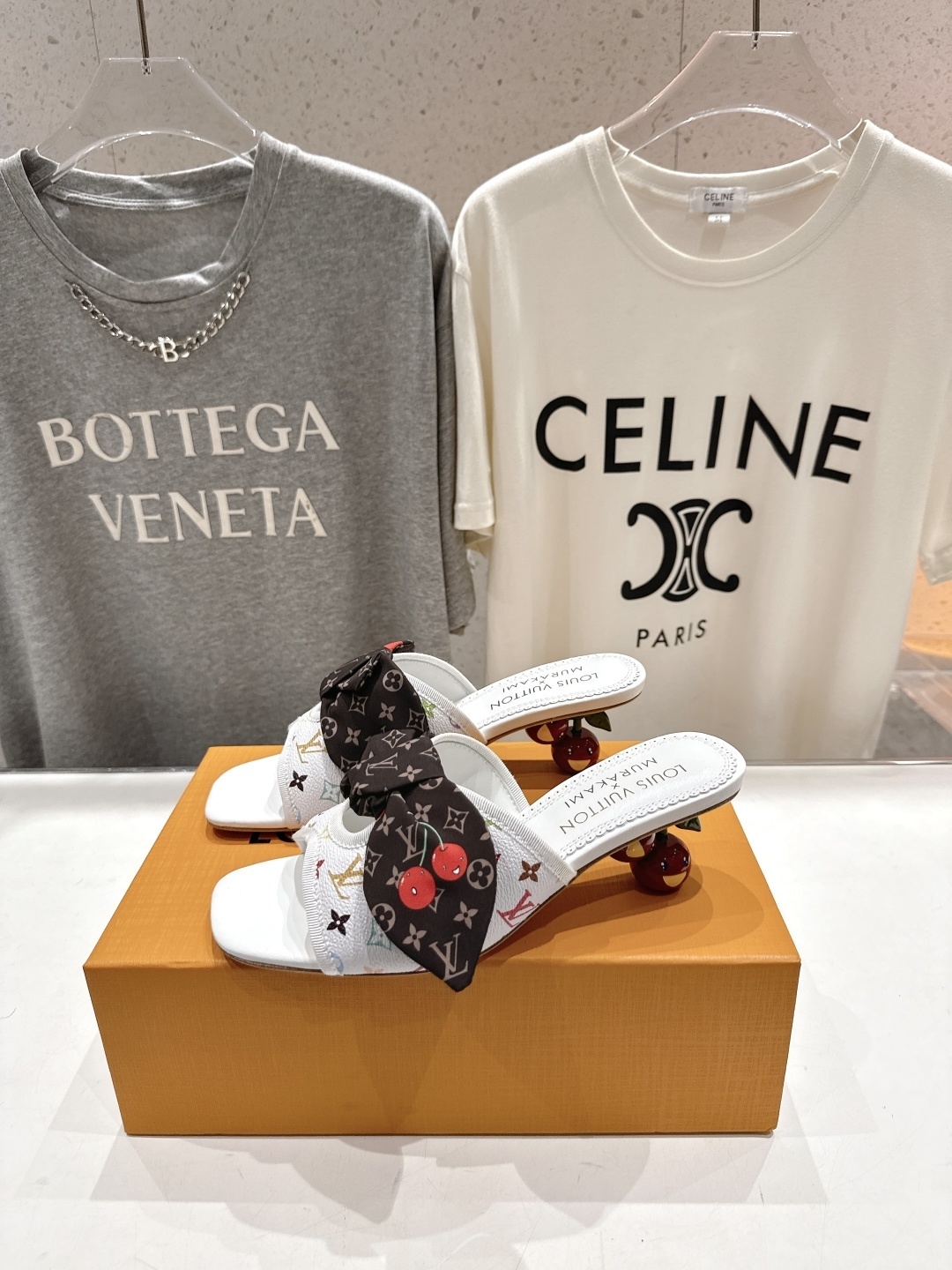 Louis Vuitton x Murakami Monogram Bow Sandals with Cherry Print