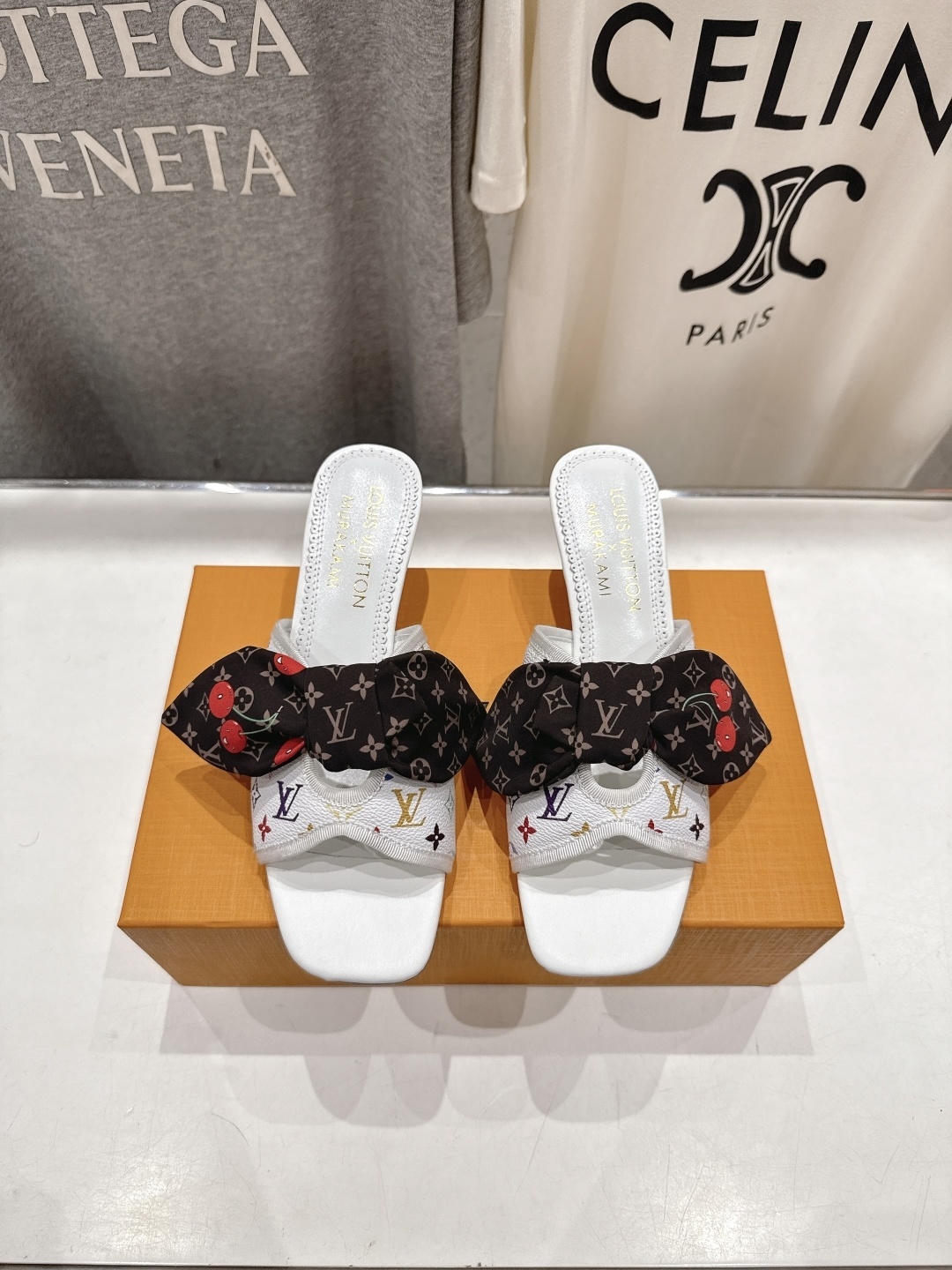 Louis Vuitton x Murakami Monogram Bow Sandals with Cherry Print
