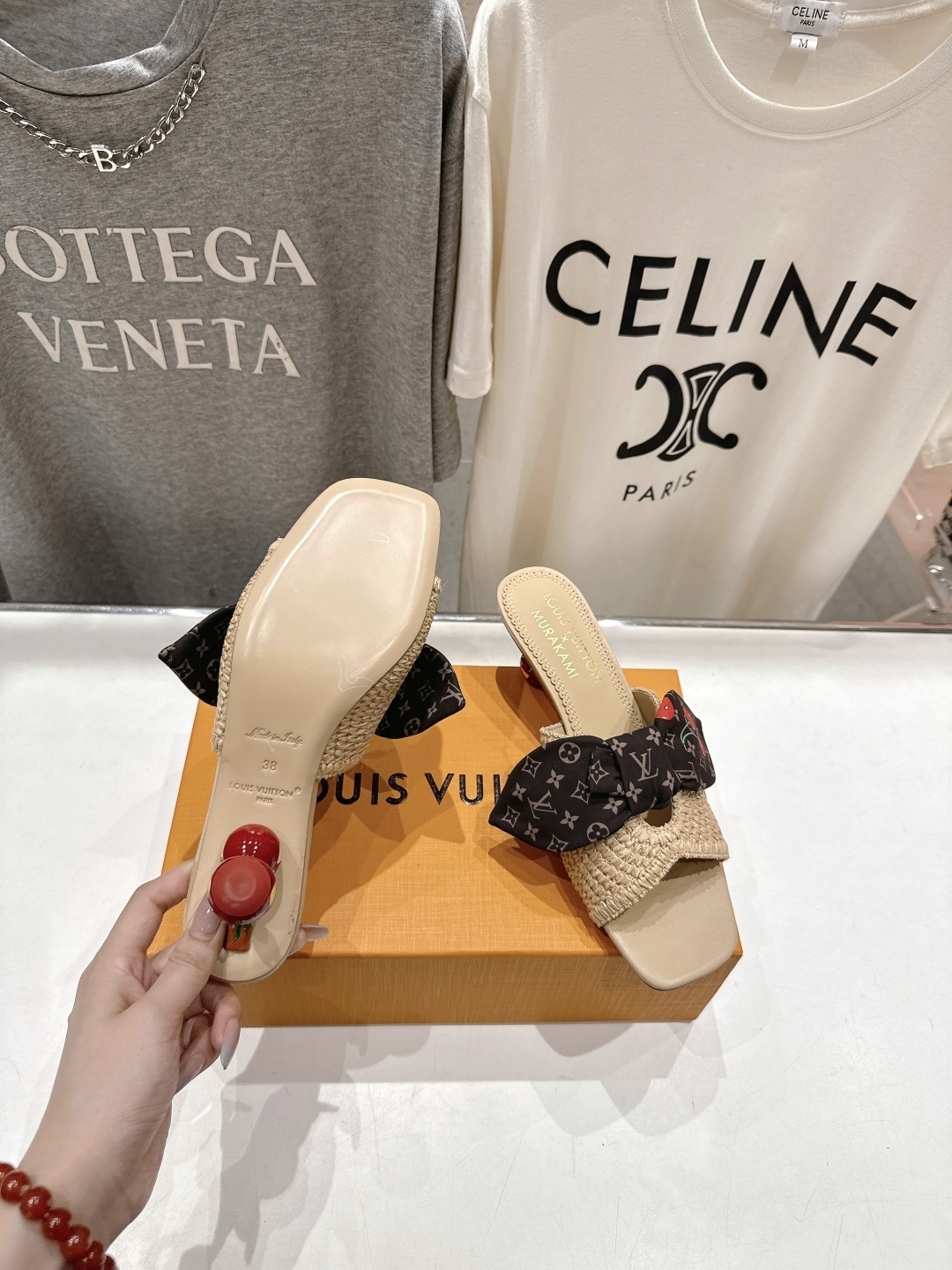 Louis Vuitton x Murakami Cherry Monogram Bow Straw Sandals