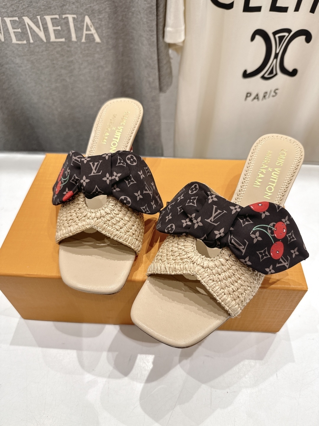 Louis Vuitton x Murakami Cherry Monogram Bow Straw Sandals