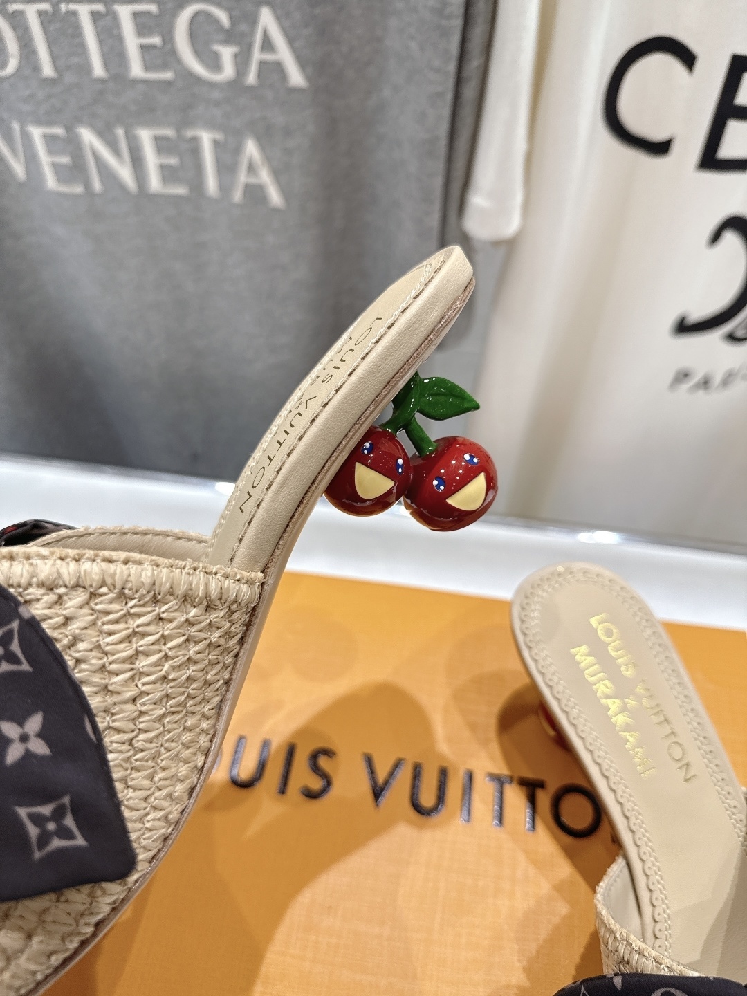Louis Vuitton x Murakami Cherry Monogram Bow Straw Sandals
