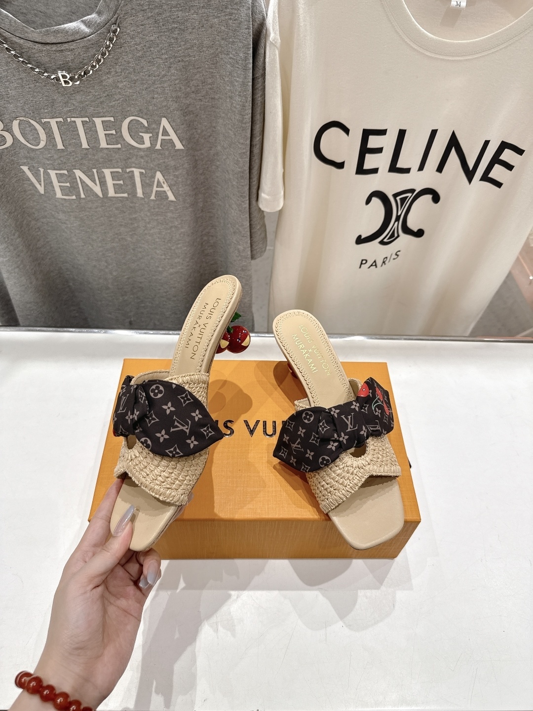 Louis Vuitton x Murakami Cherry Monogram Bow Straw Sandals