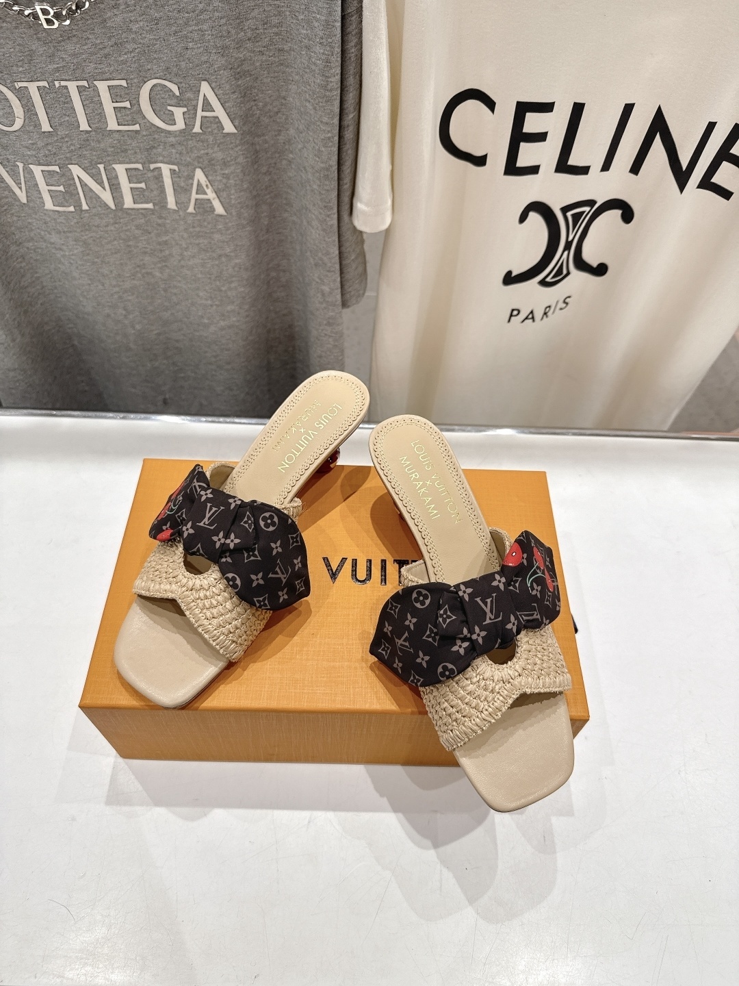 Louis Vuitton x Murakami Cherry Monogram Bow Straw Sandals