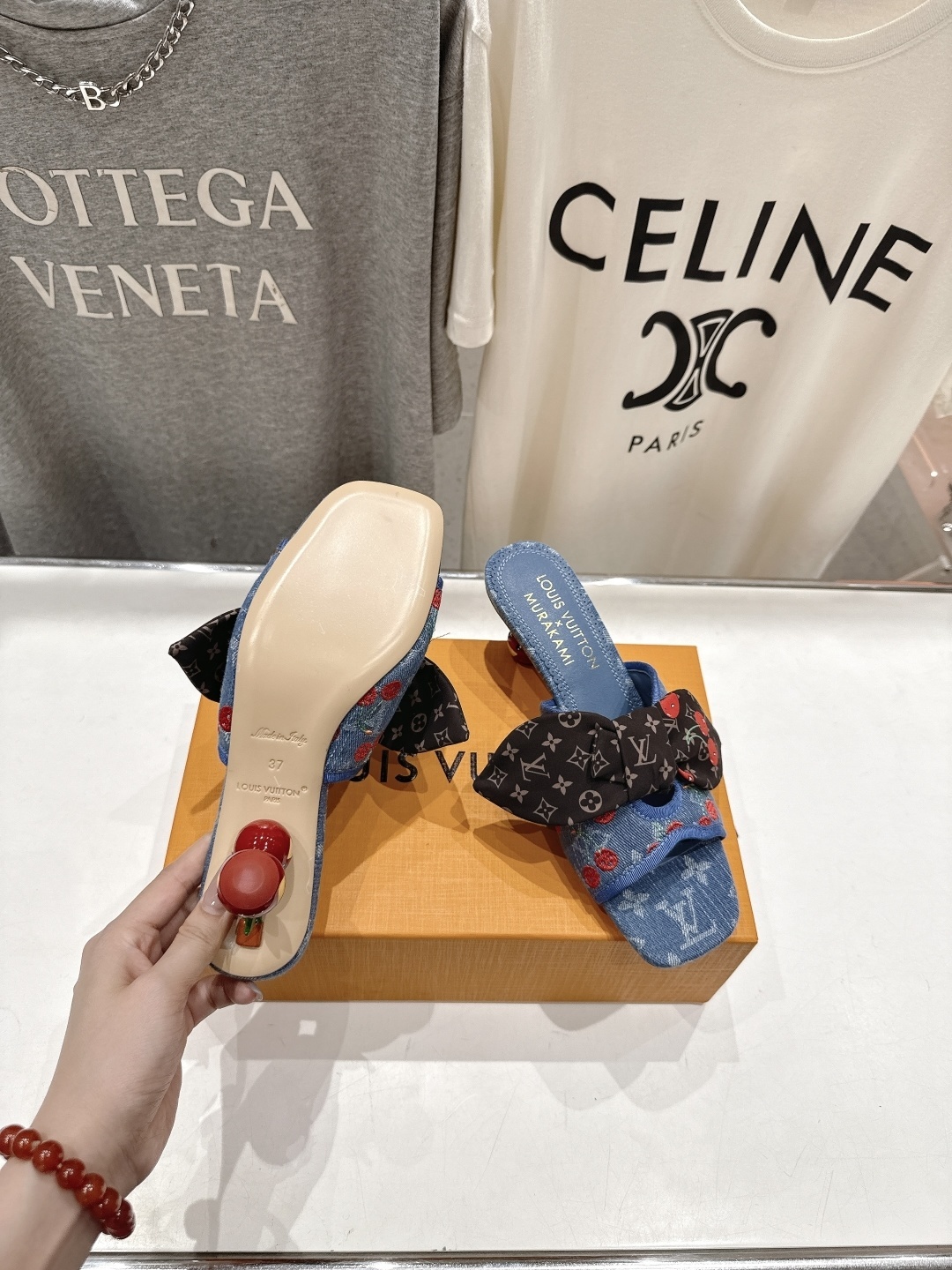 Louis Vuitton x Murakami Cherry Monogram Denim Bow Mules