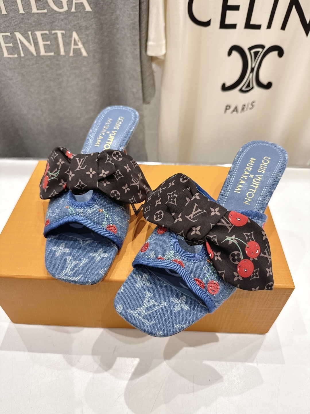 Louis Vuitton x Murakami Cherry Monogram Denim Bow Mules